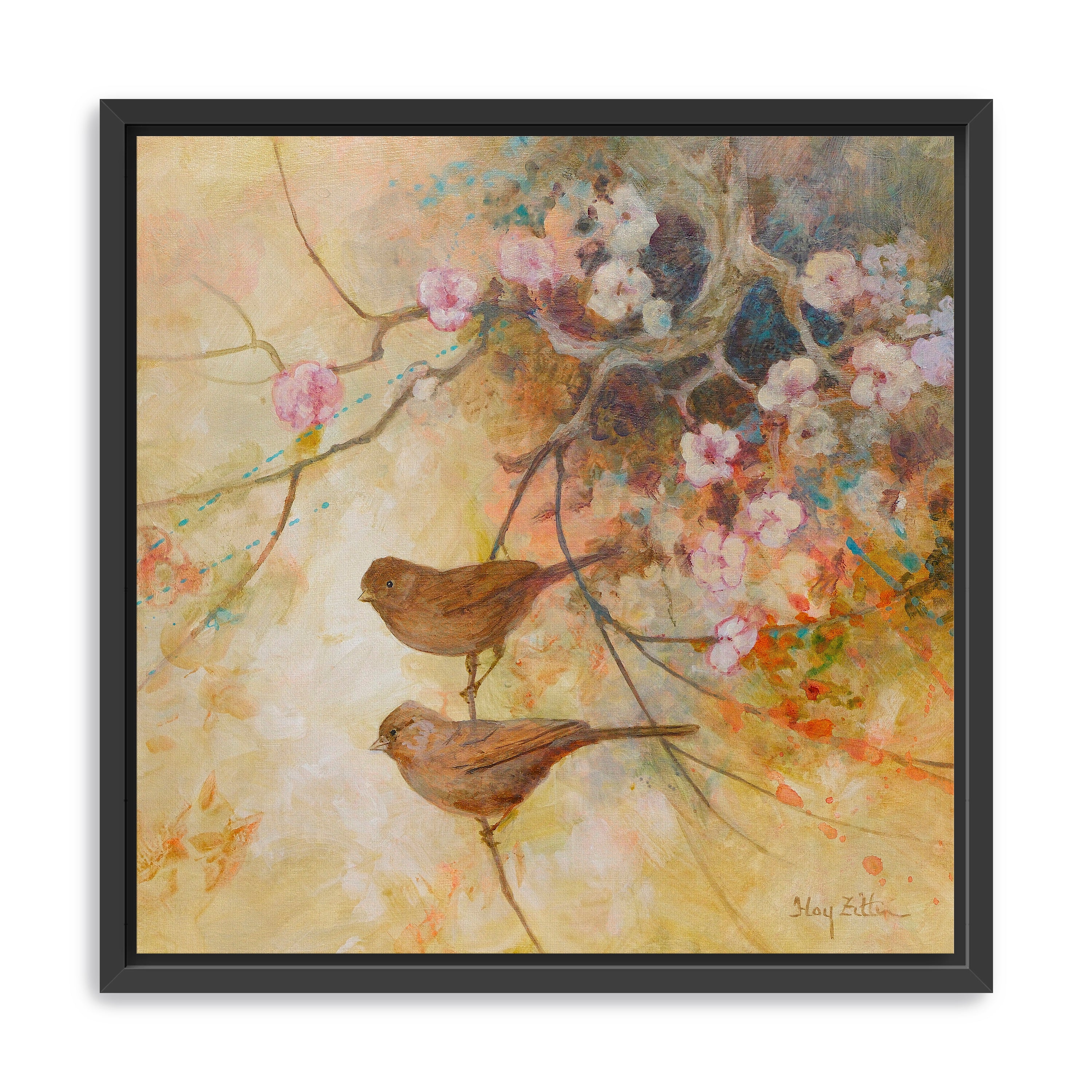 Towhees and Blossoms Canvas Giclee