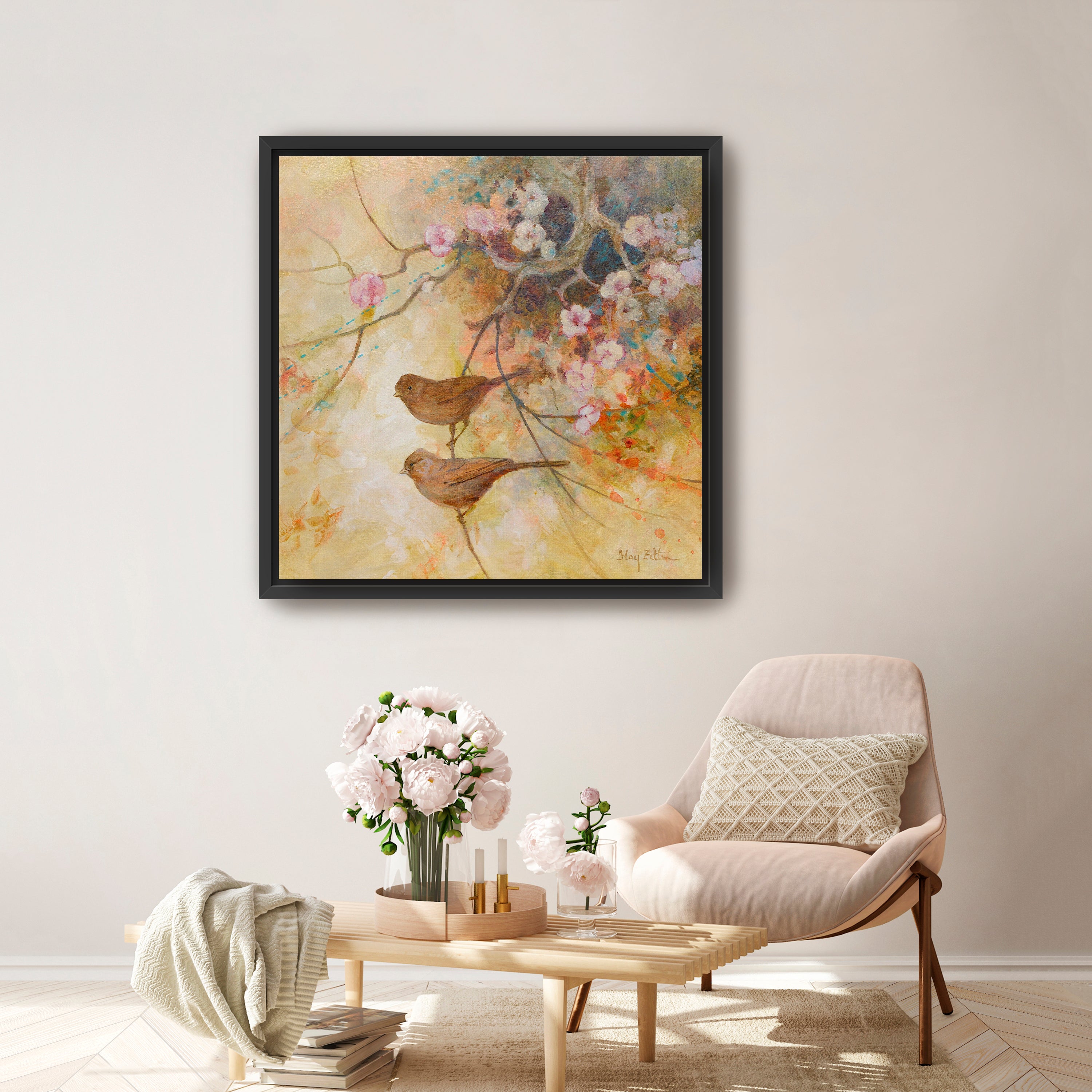 Towhees and Blossoms Canvas Giclee