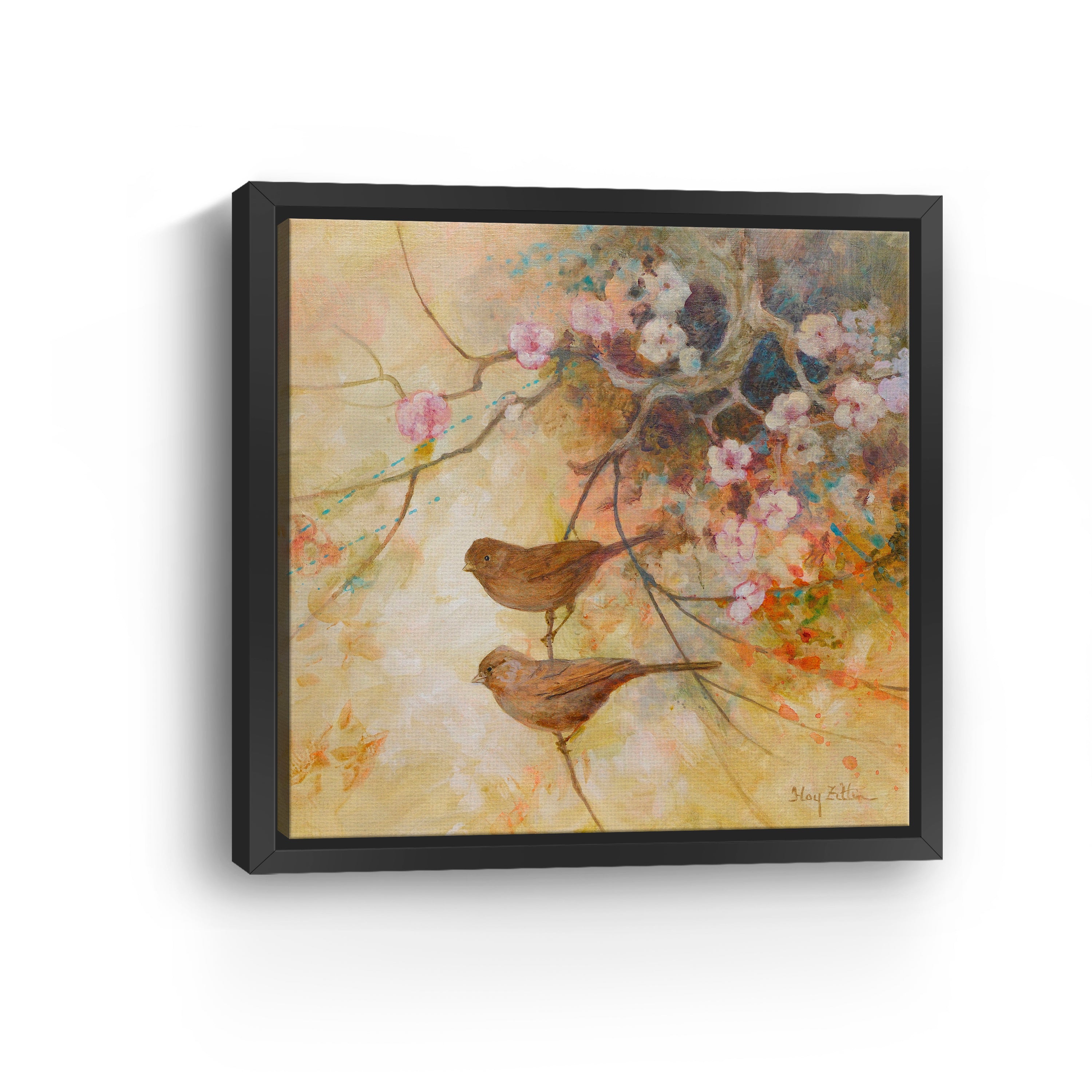 Towhees and Blossoms Canvas Giclee
