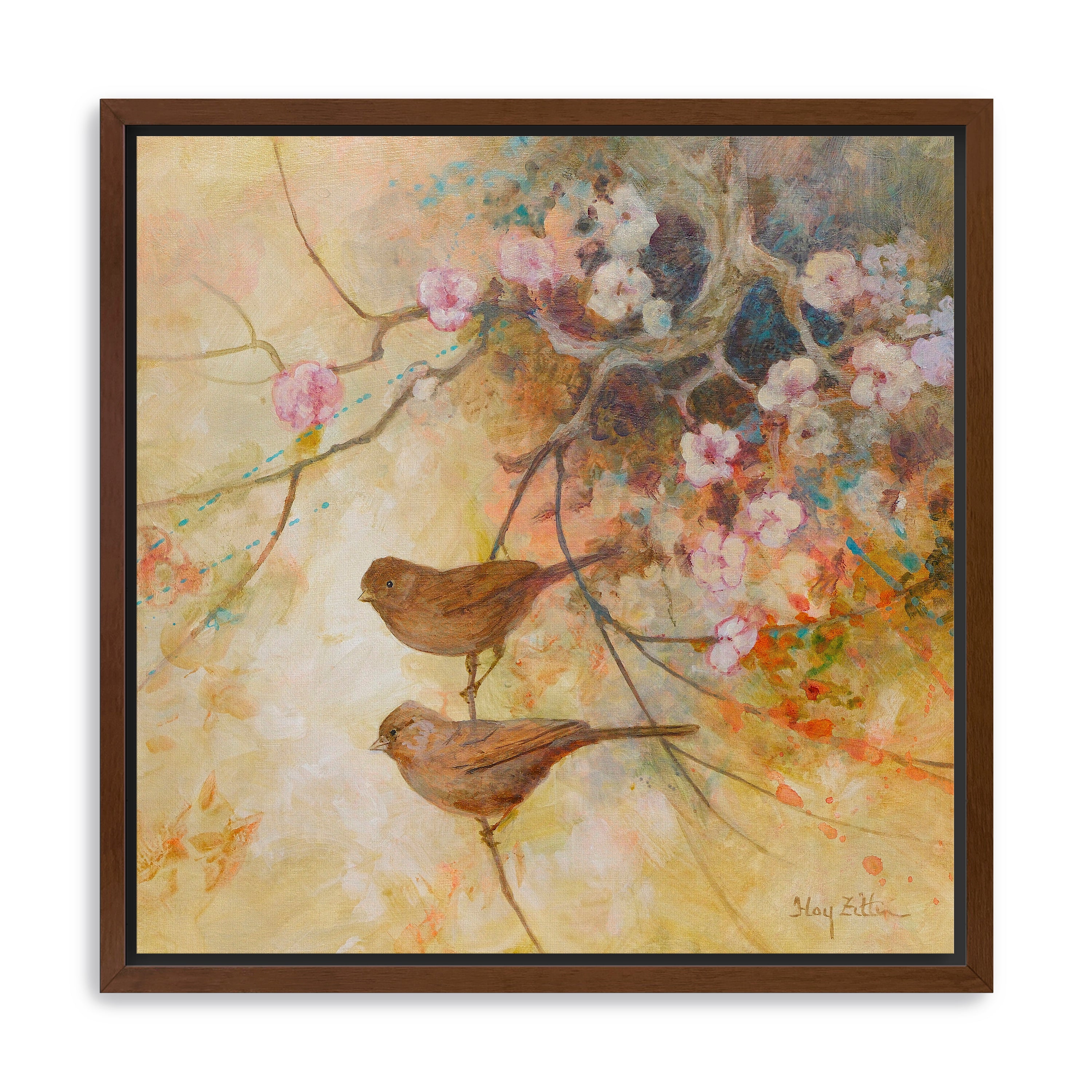 Towhees and Blossoms Canvas Giclee