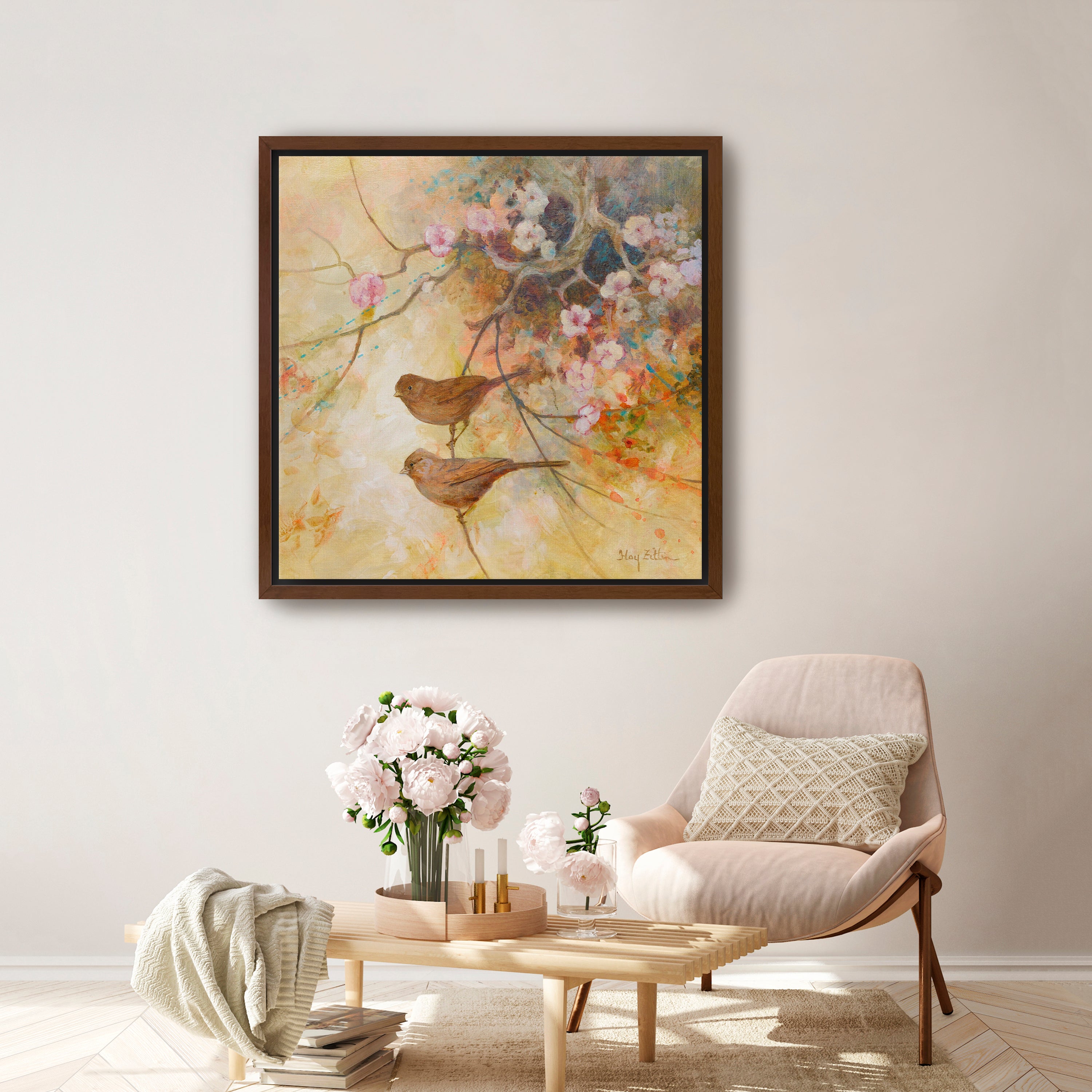 Towhees and Blossoms Canvas Giclee