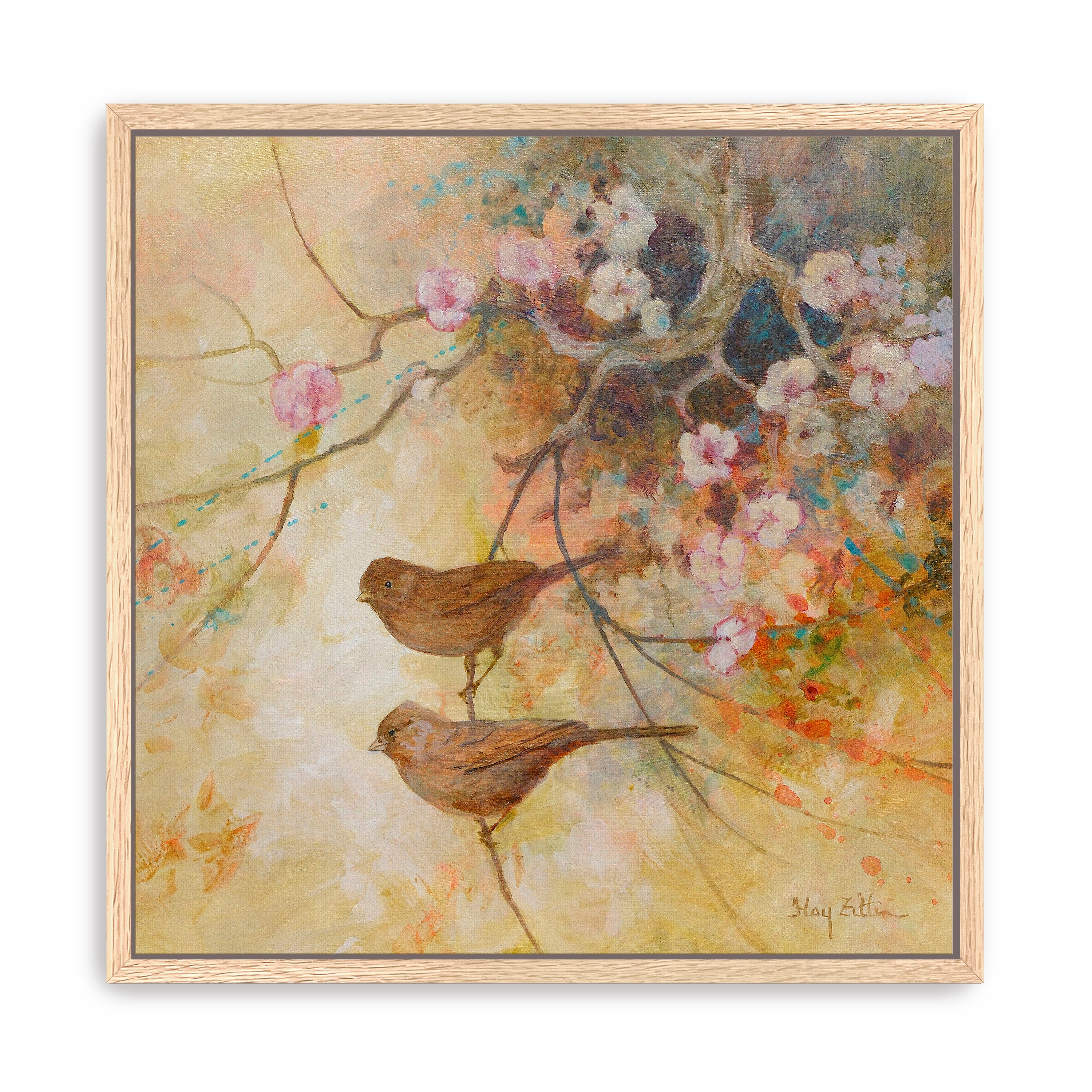Towhees and Blossoms Canvas Giclee