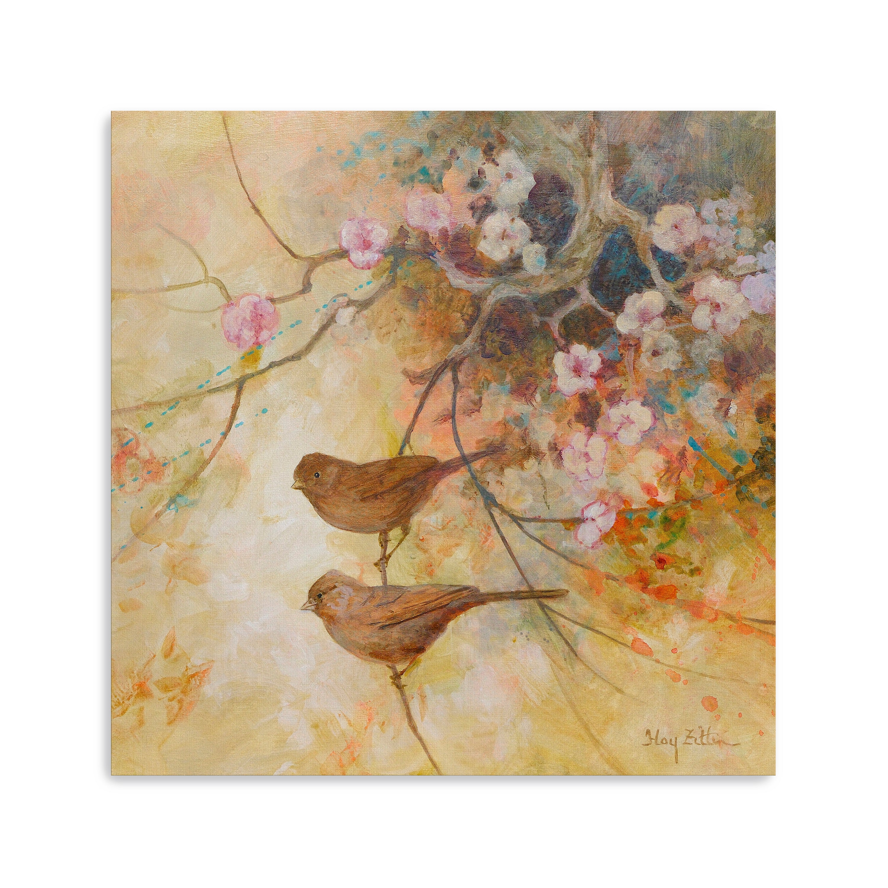 Towhees and Blossoms Canvas Giclee