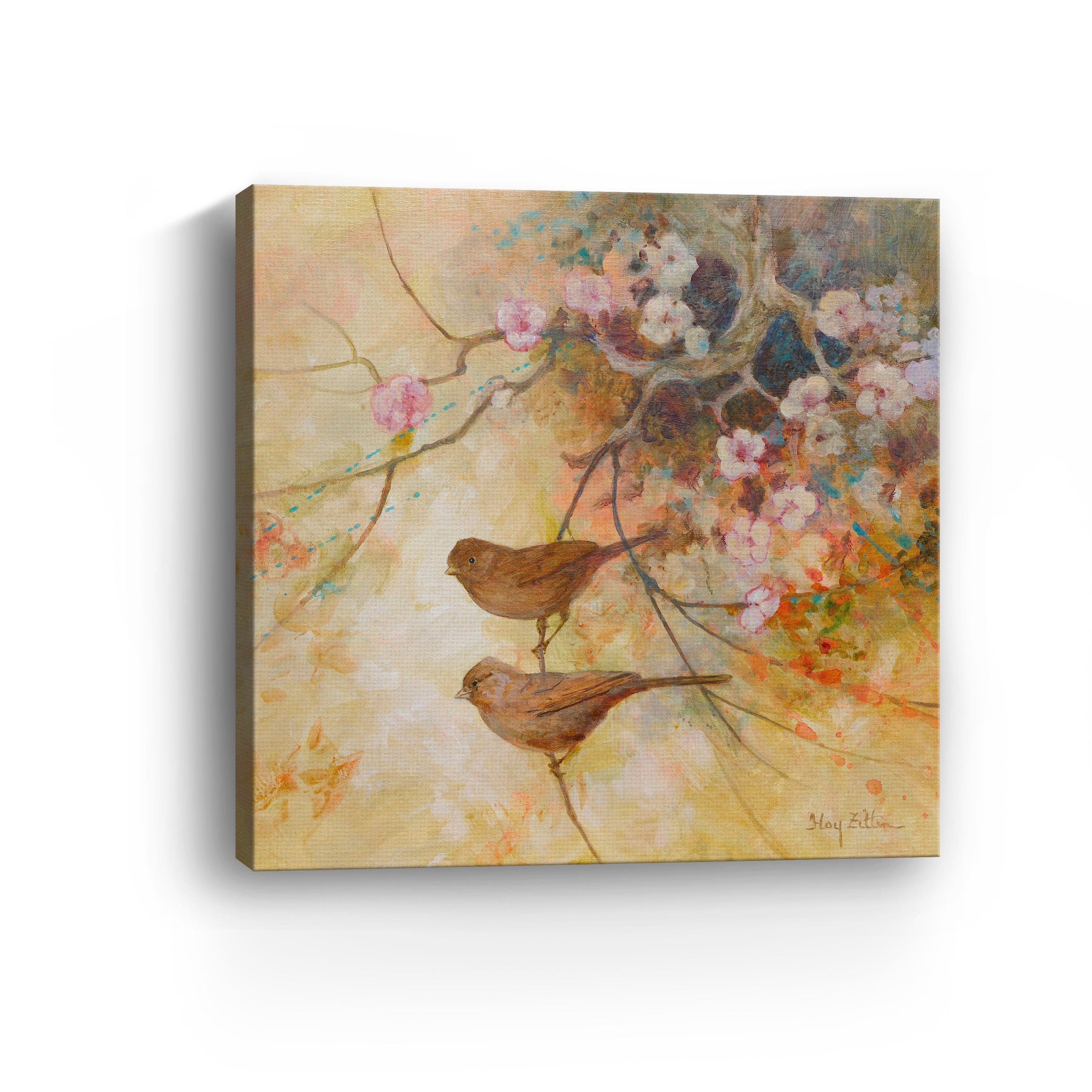 Towhees and Blossoms Canvas Giclee