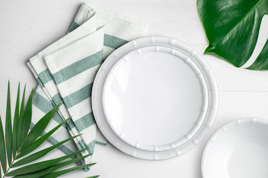 Zen Bamboo White 9" Melamine Salad Plate, Set of 4