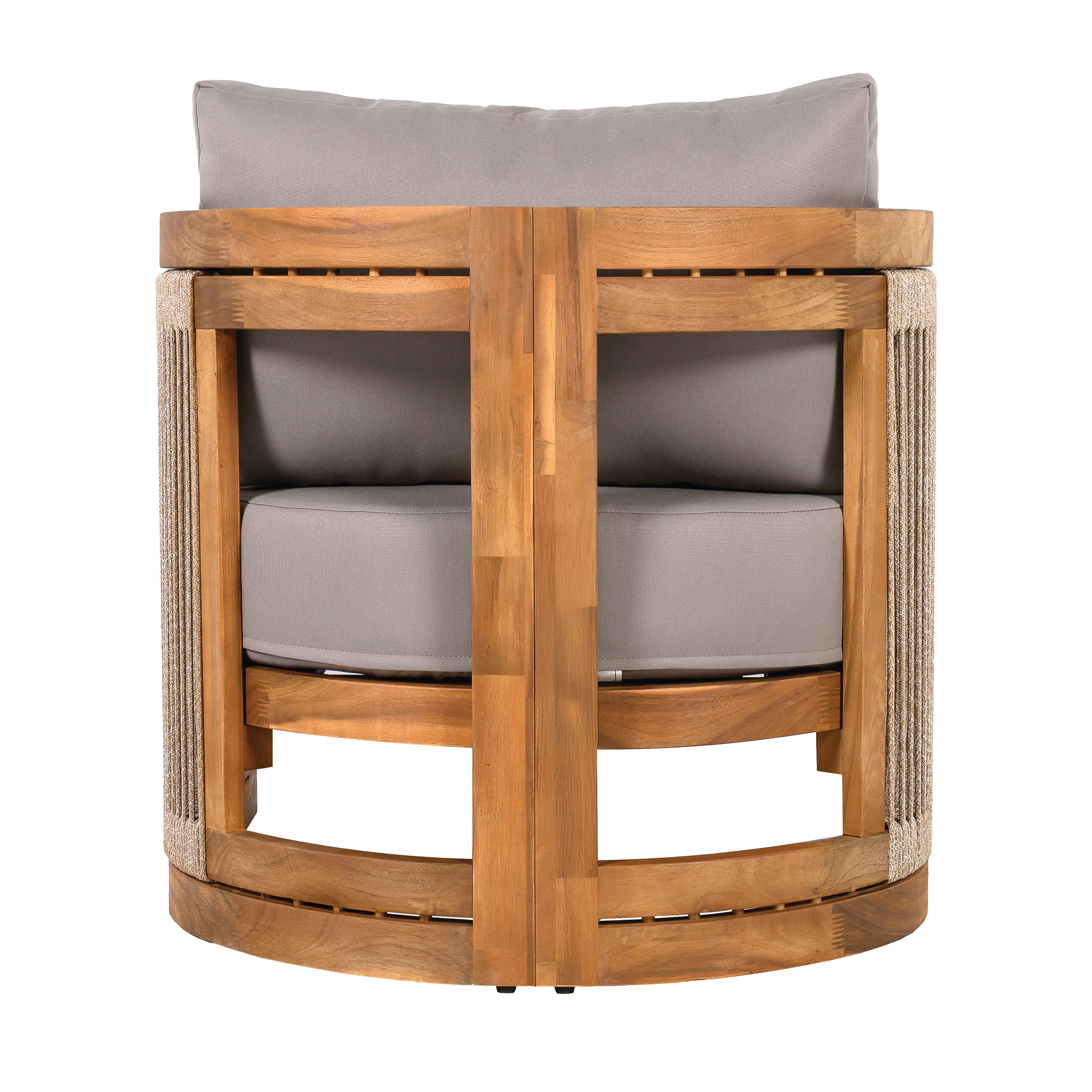 Sundara Acacia Wood Outdoor Club Chair with Handwoven Rope Accents