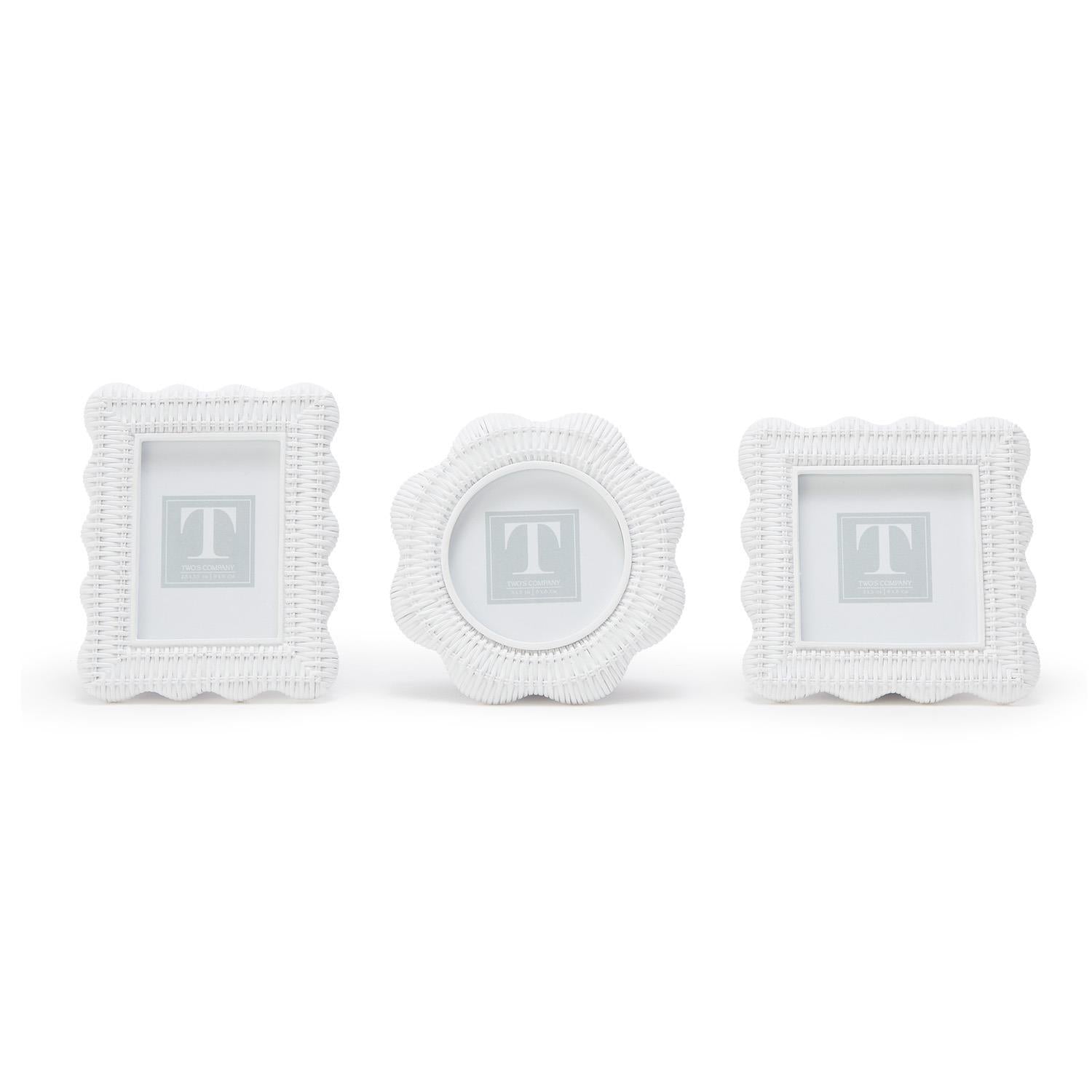 Scalloped Rattan Weave Frames, Set of 3