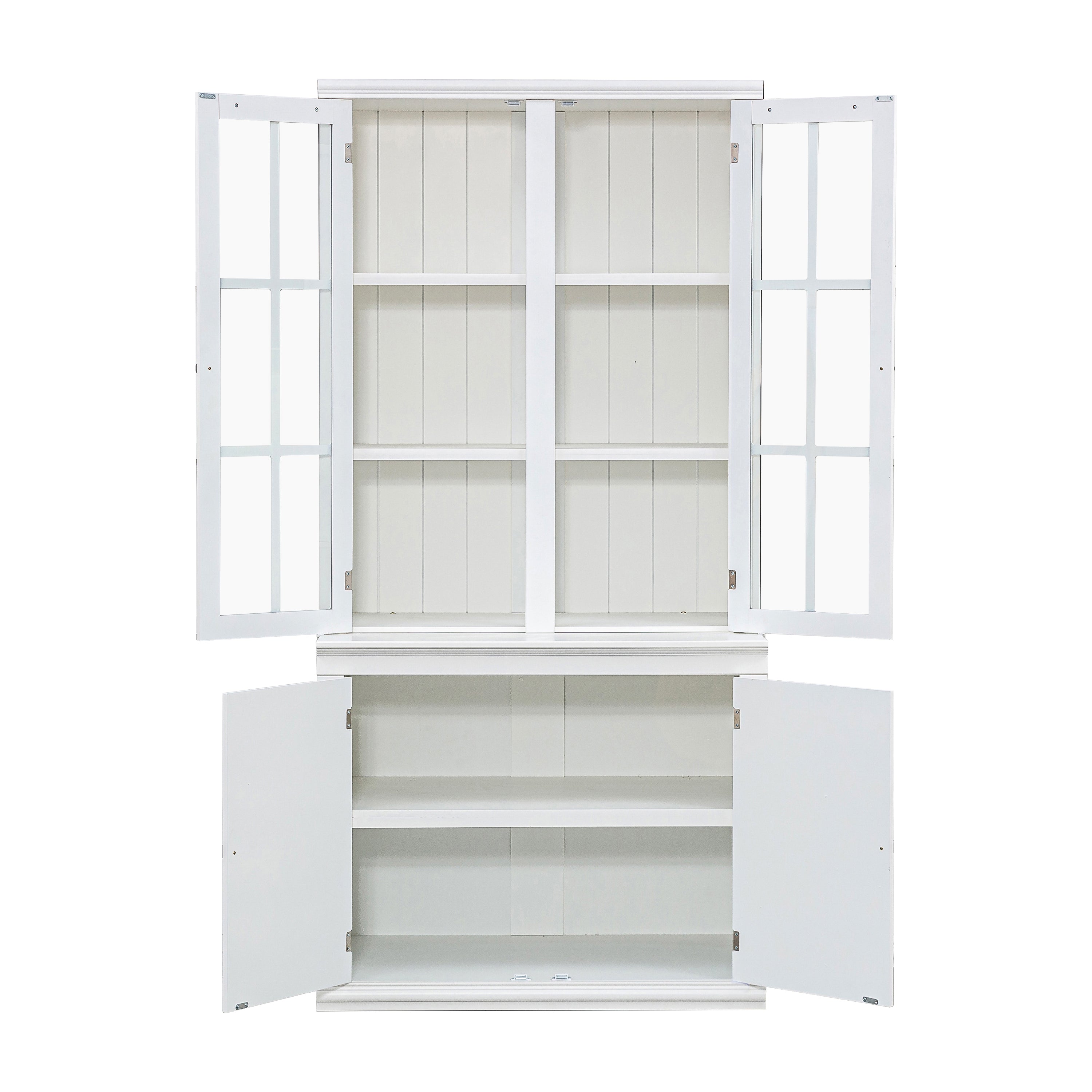 Classic Hutch Cabinet with Double Glass Doors