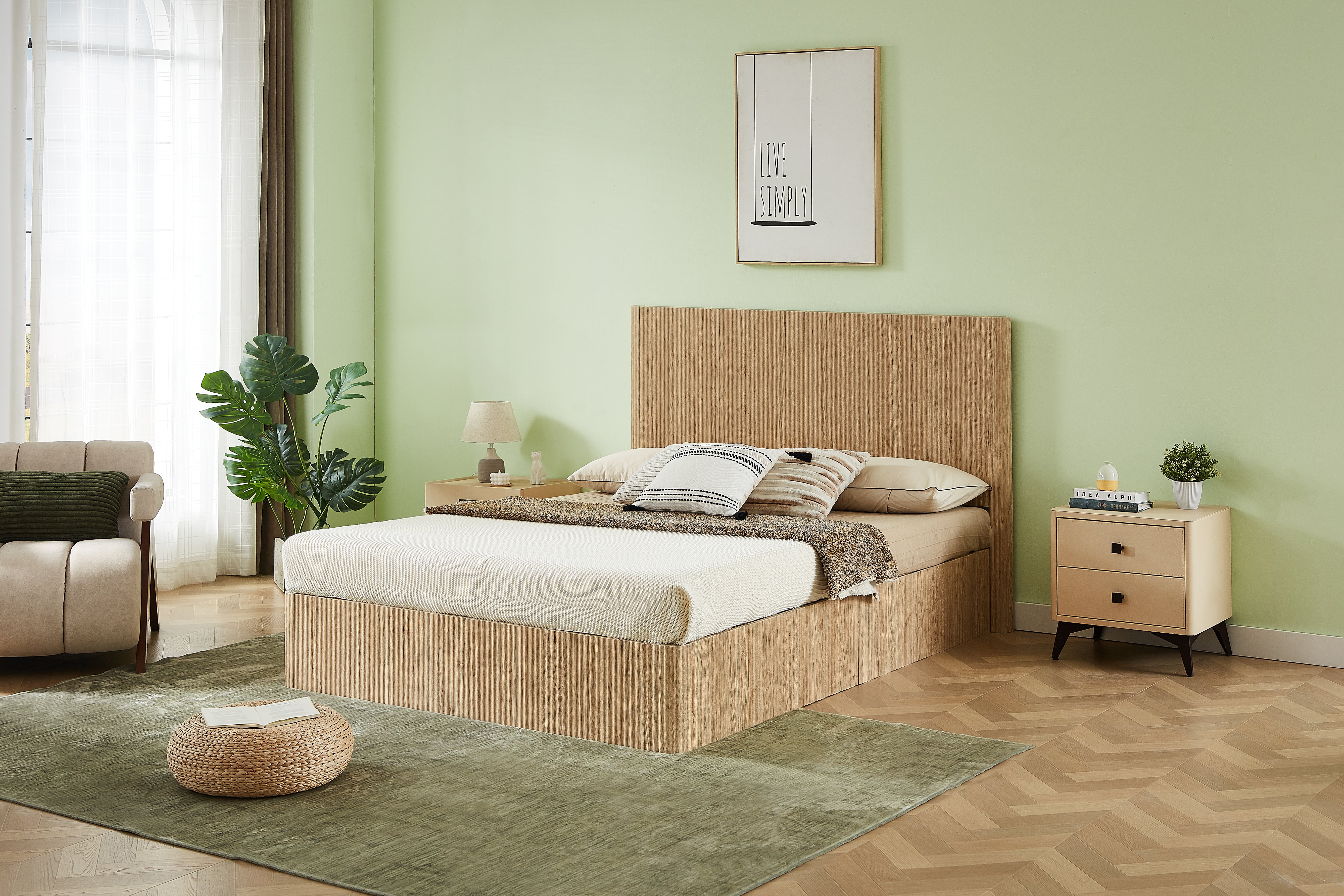 Fluted Lift Up Storage Bed