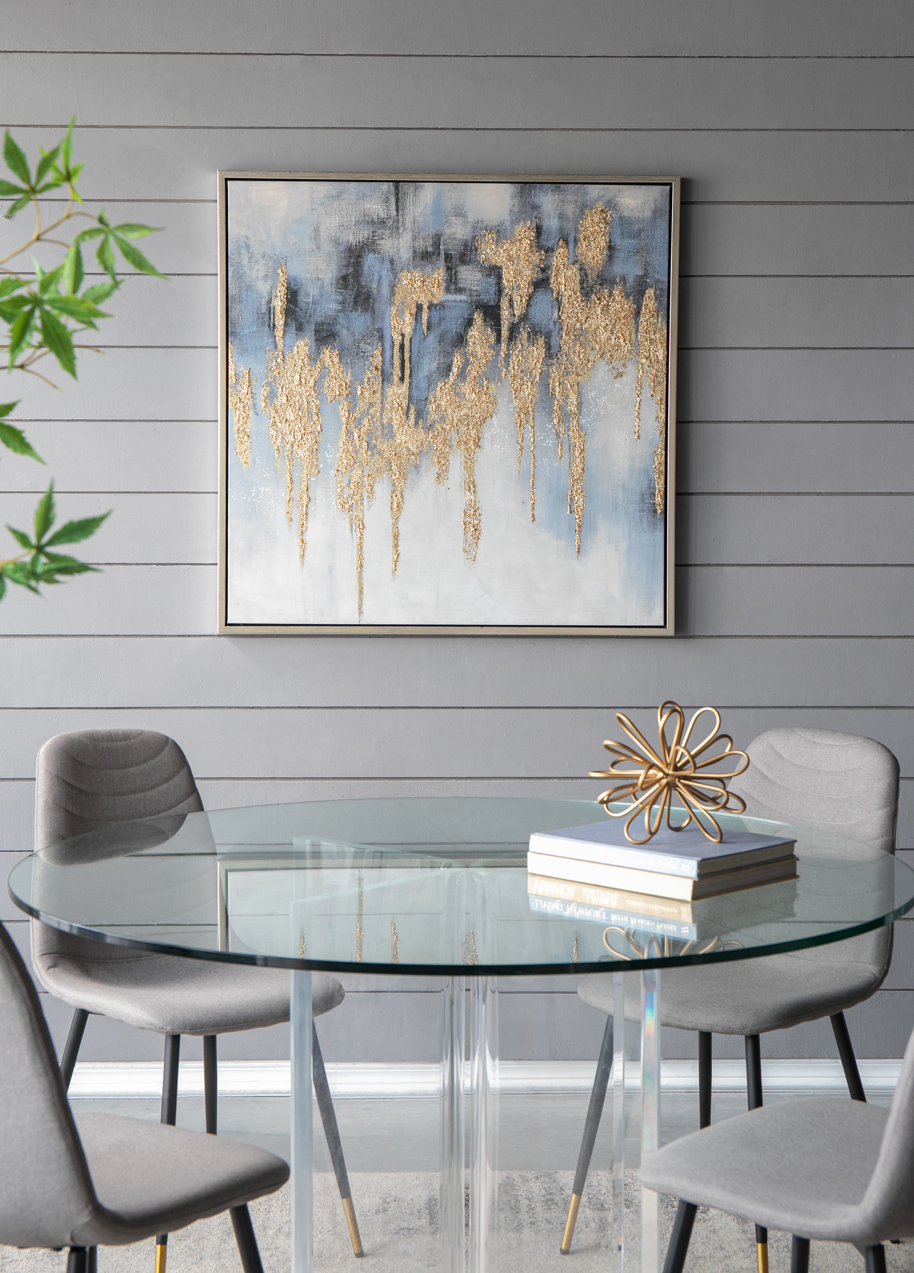 39.5" x 39.5" Wall Art with Striking Gold Accents