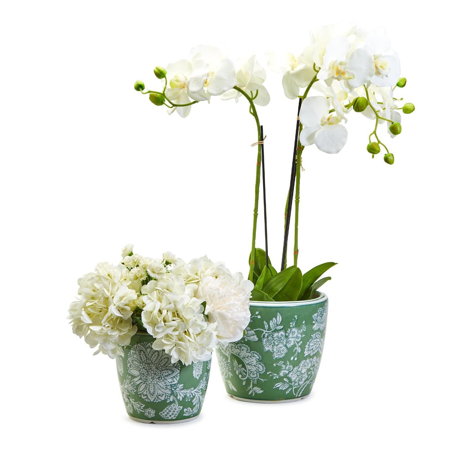 Countryside Hand-Painted Cachepot / Planter, Set of 2
