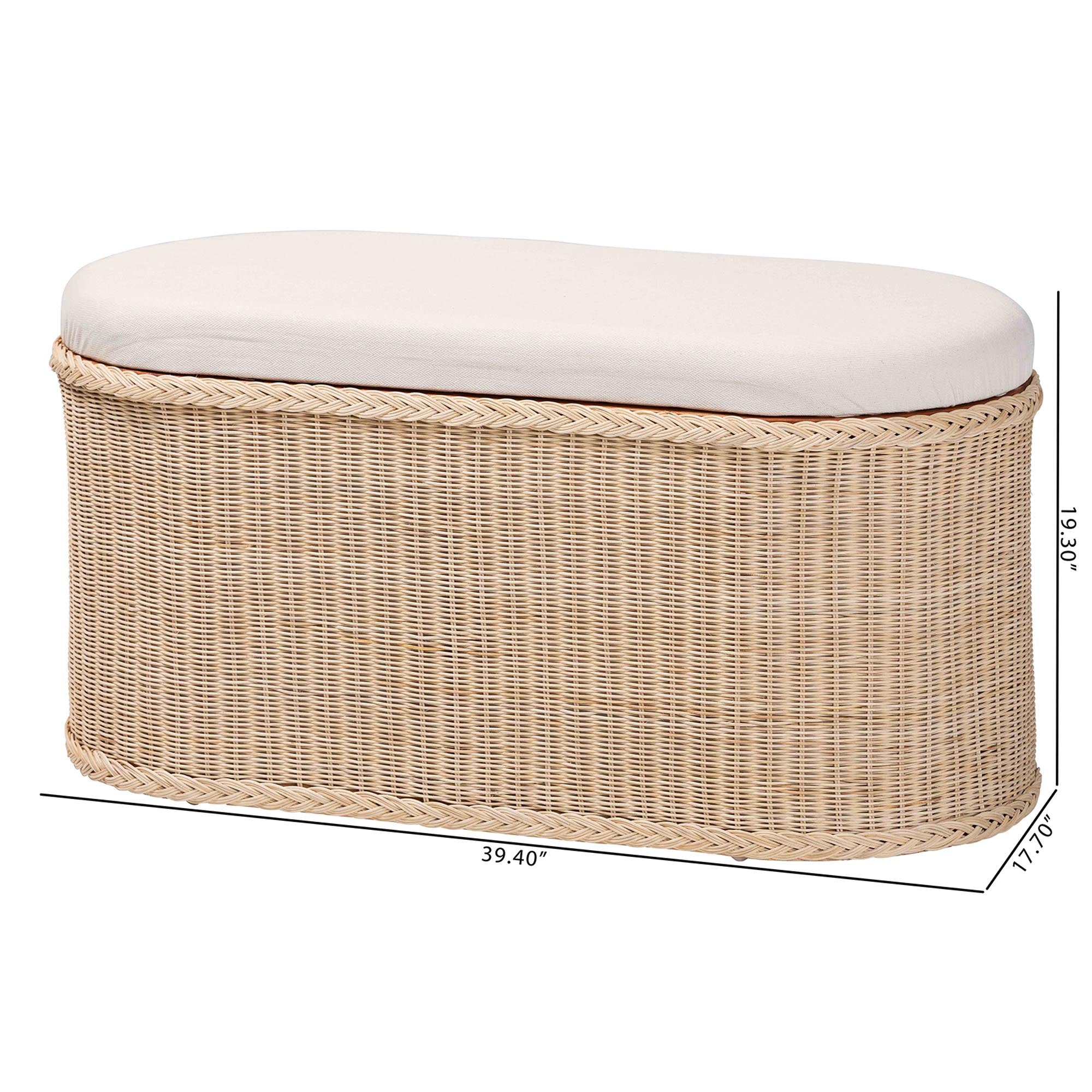 Barid Braided Natural Rattan Storage Bench