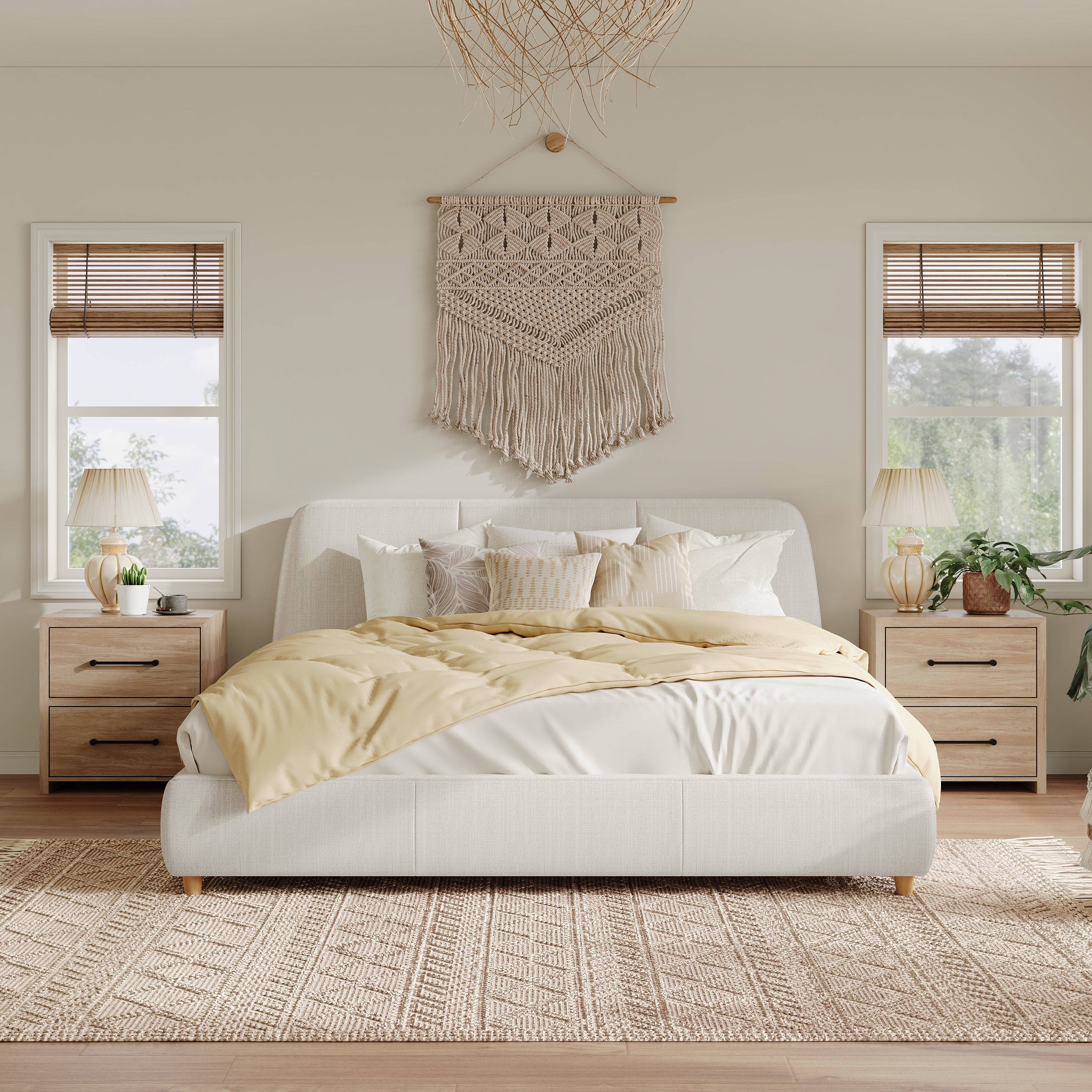 Modern Linen Upholstered Bed