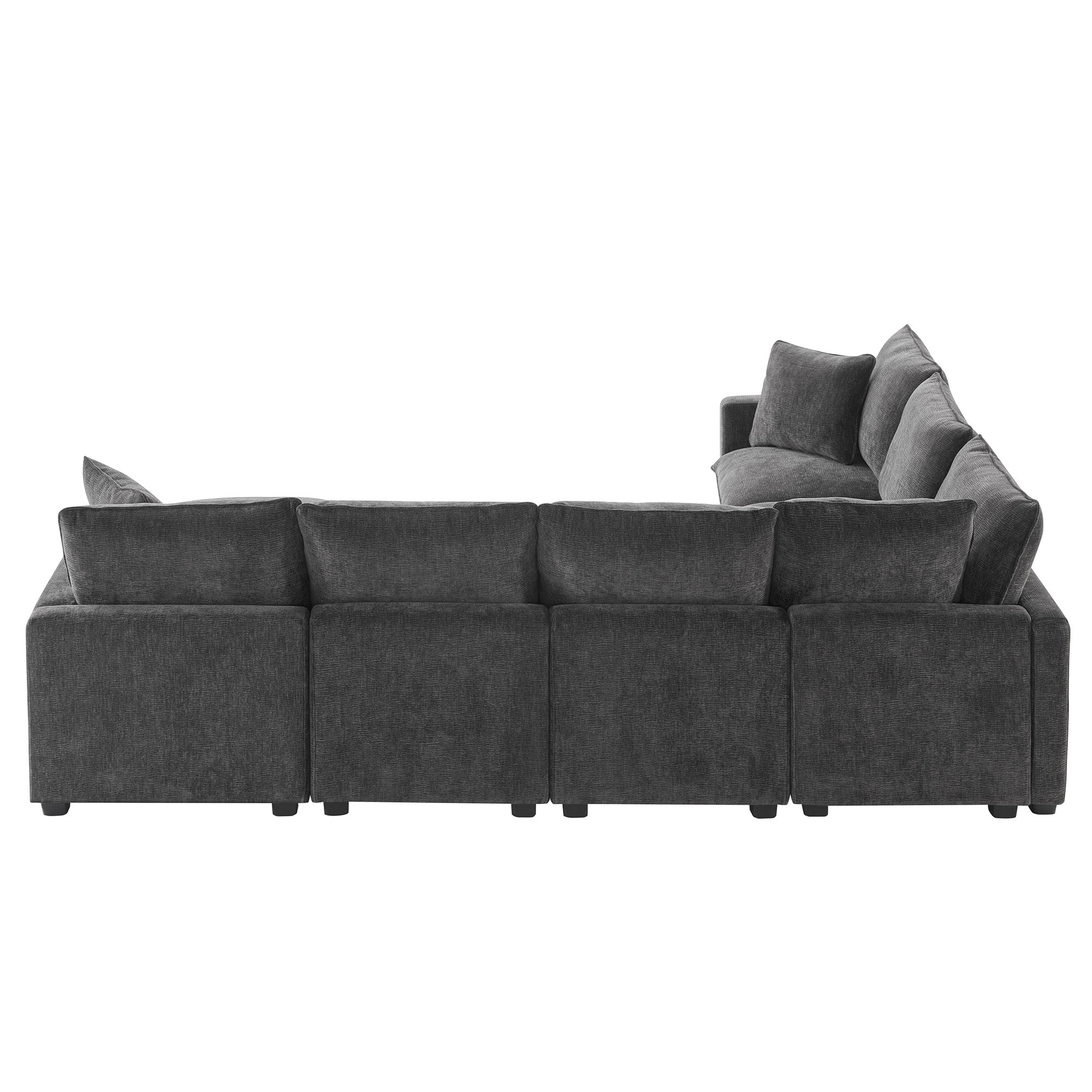 Chenille Modular U-Shape Sectional Sofa, Seats 7