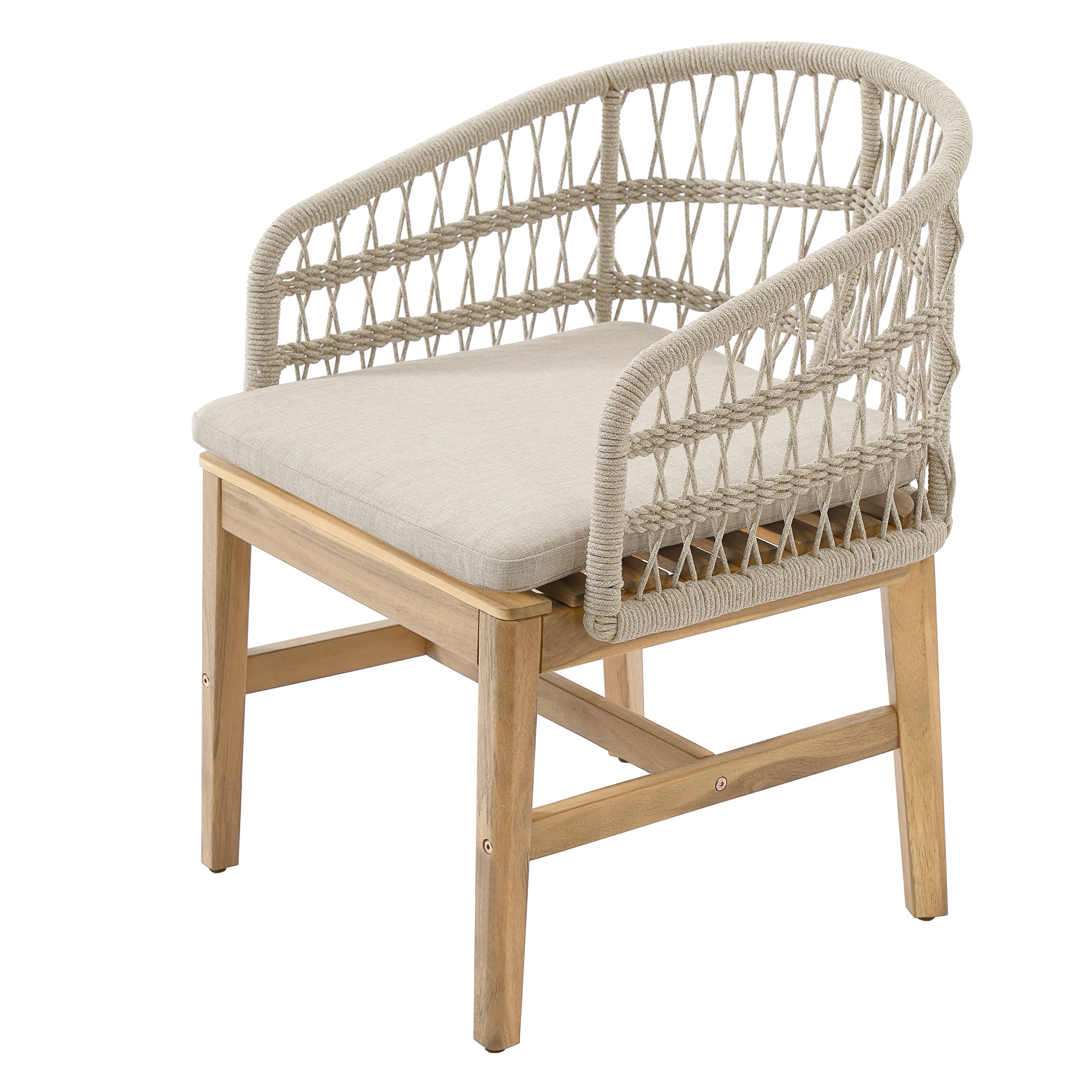 Laguna Outdoor Wood and Rope Dining Chair, Set of 2