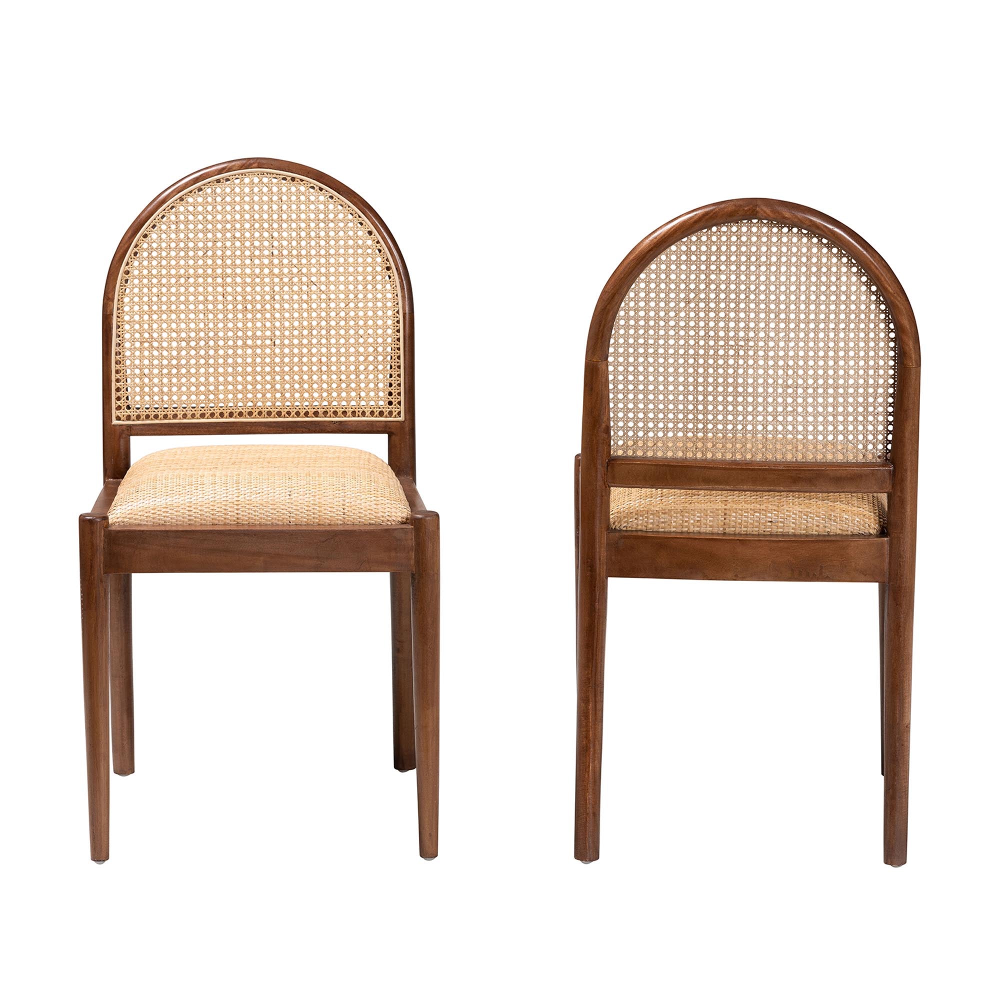 Mason Rattan and Acacia Wood 2-Piece Dining Chair Set