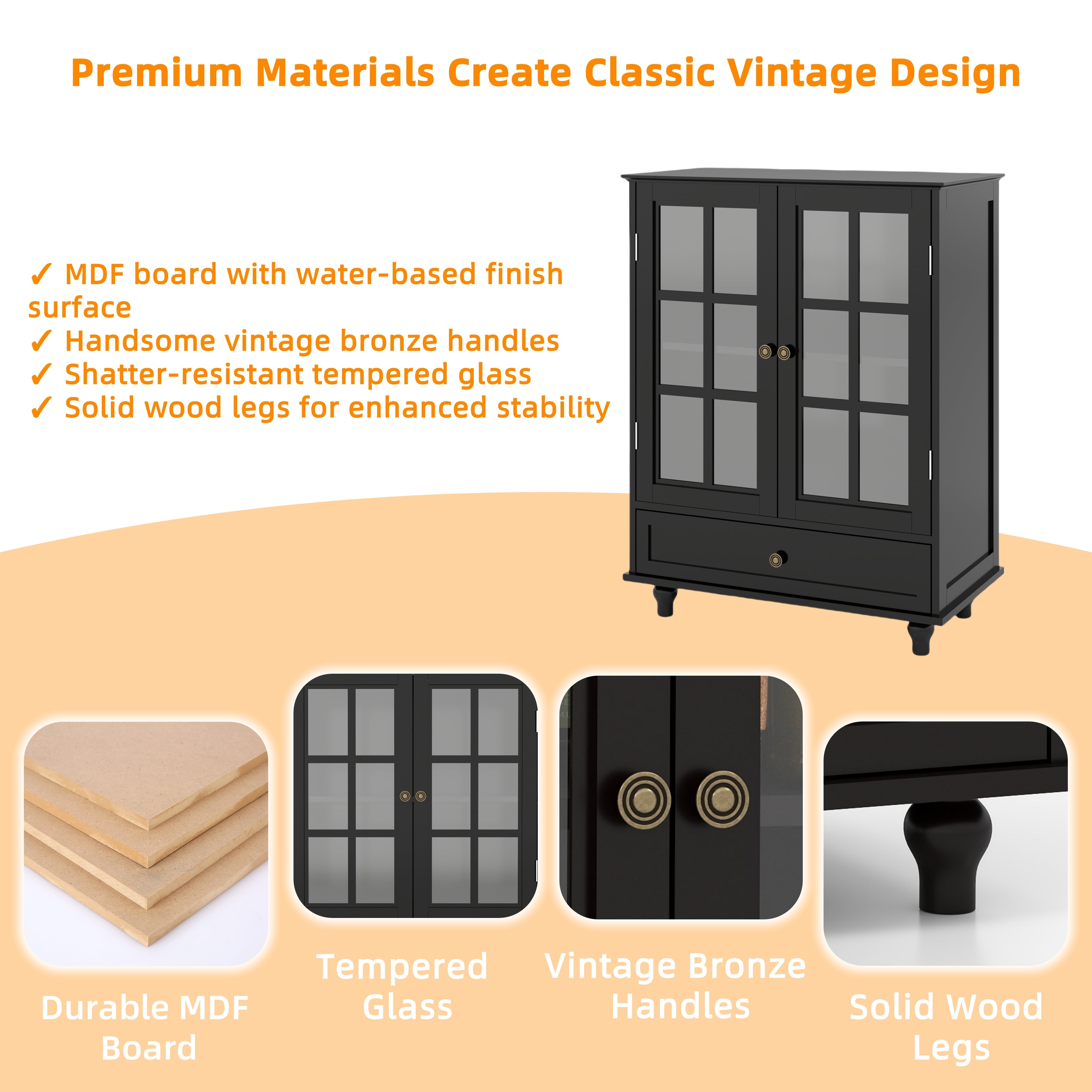 Double Glass Door Accent Cabinet