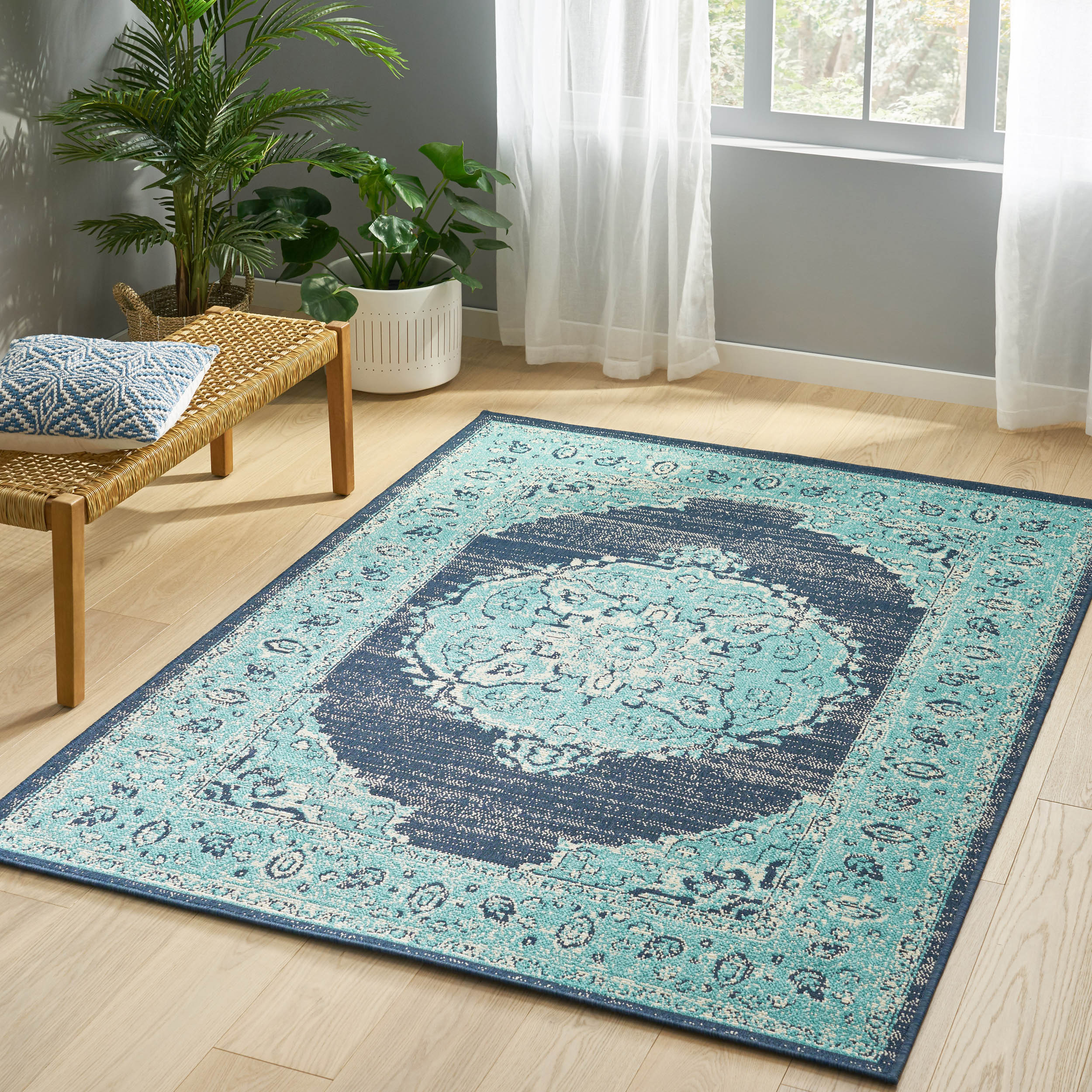 84" x 63" Outdoor Polypropylene Area Rug with Rectangle Shape