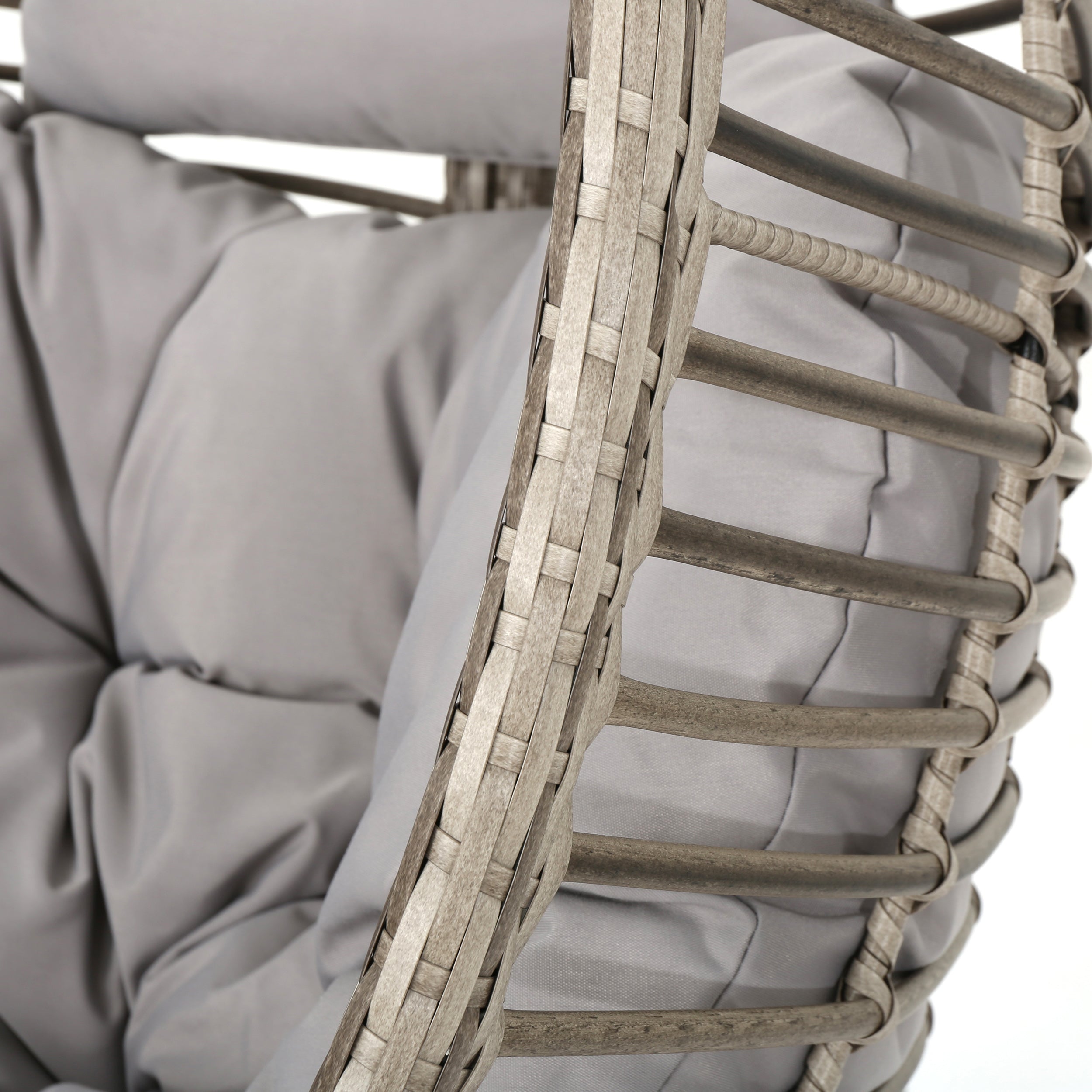 Liberation Outdoor Hanging Basket Chair with Metal Frame and Seat Cushion