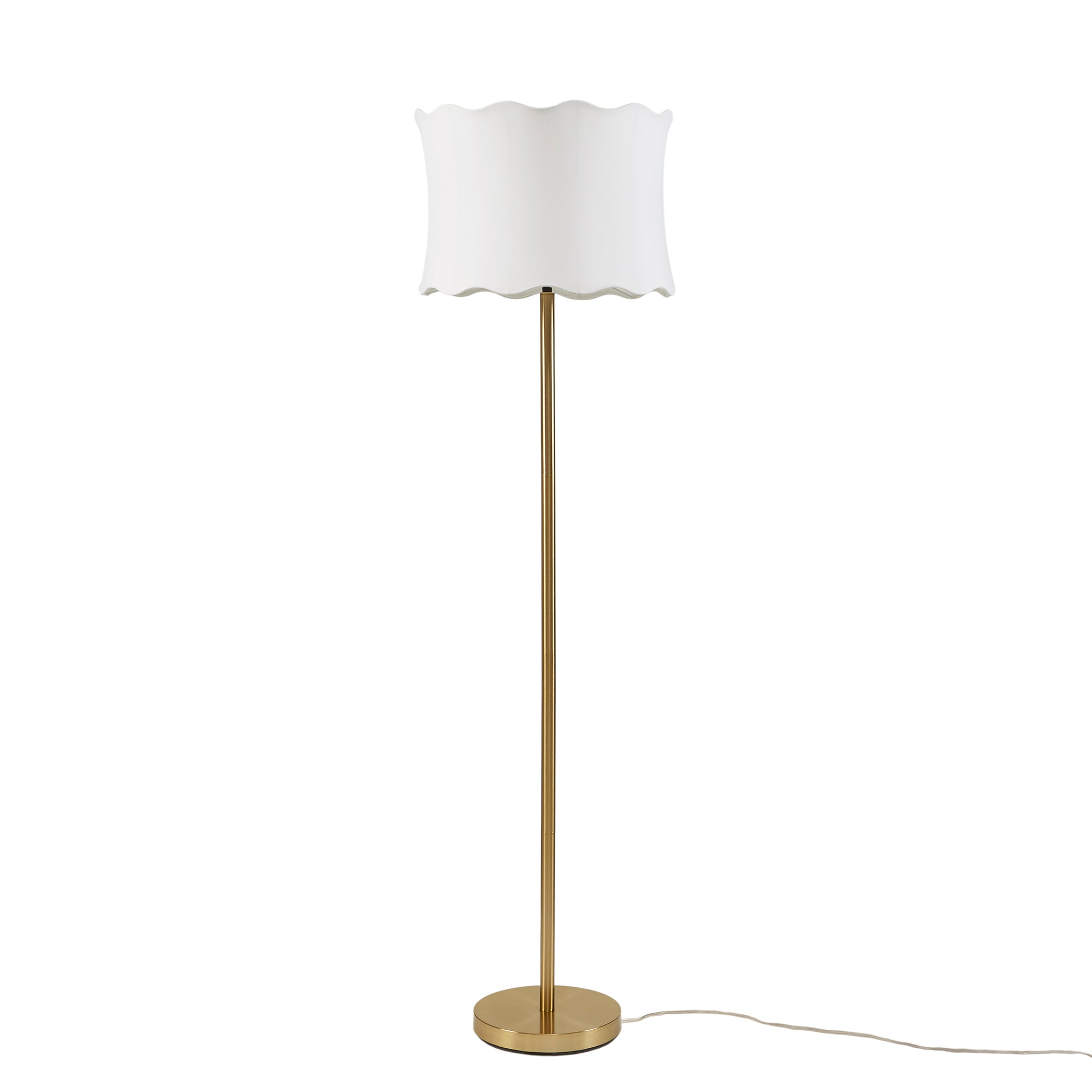 Textured Ceramic Floor Lamp with Fluted Fabric Shade