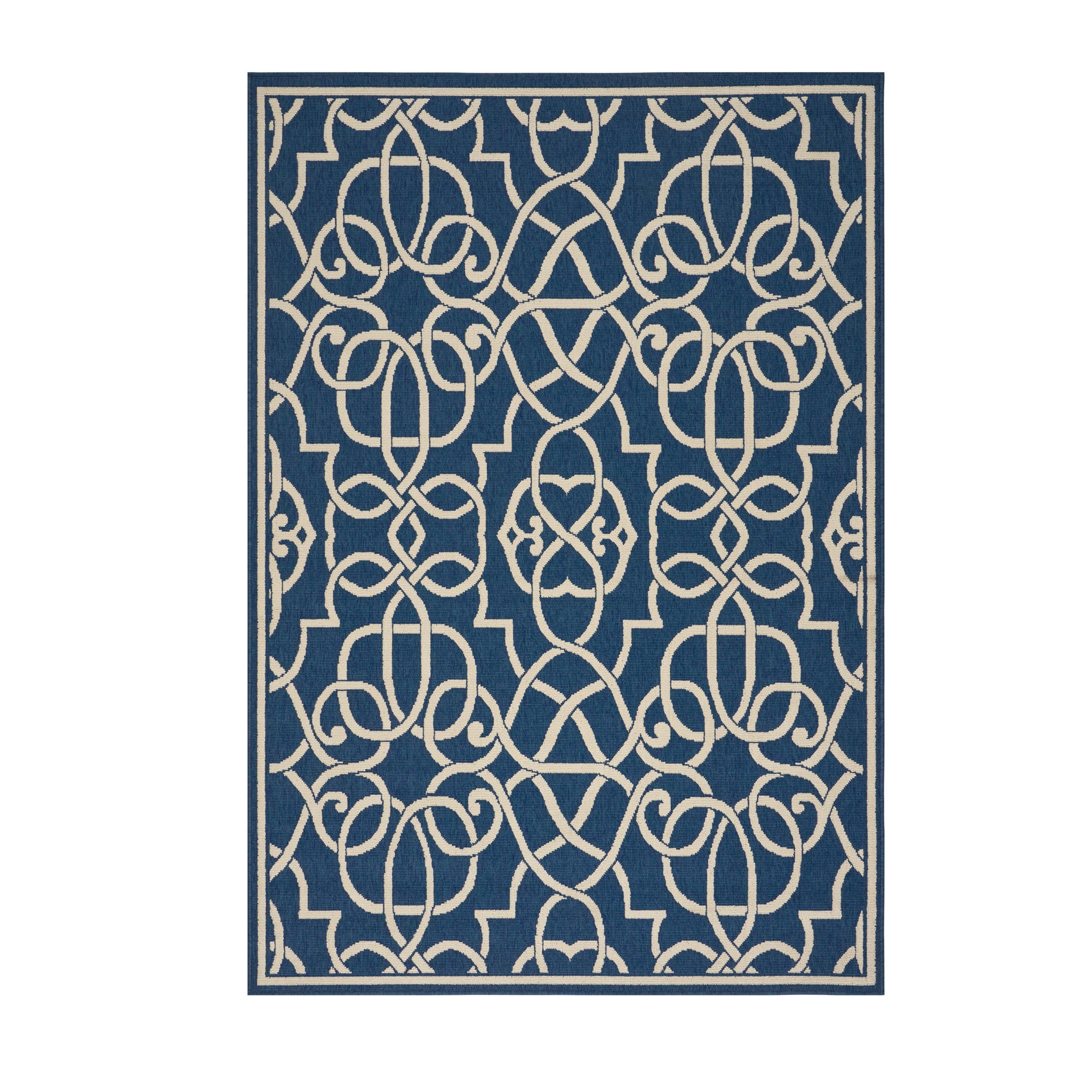 90"x63" Outdoor Rug with Rectangular Shape and Trellis Design