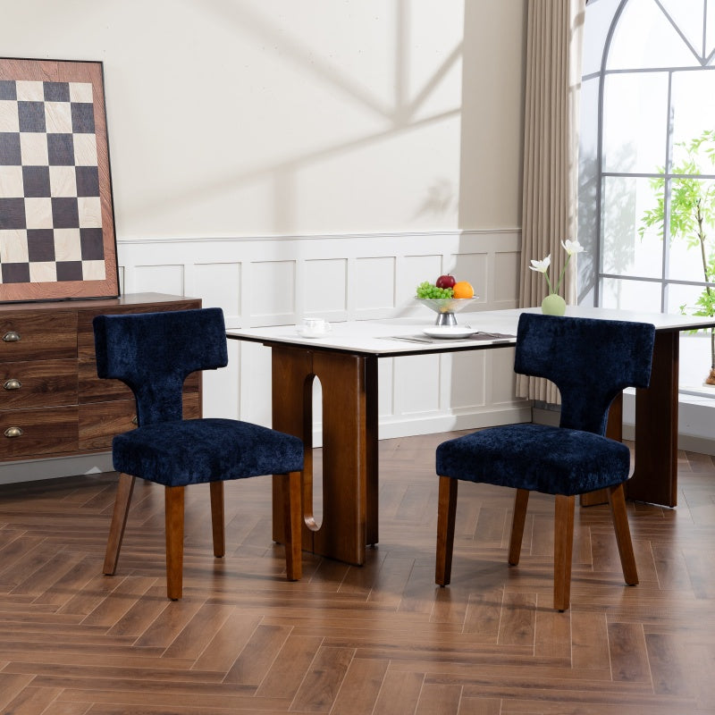 Upholstered T-Back Dining Chairs, Set of 2