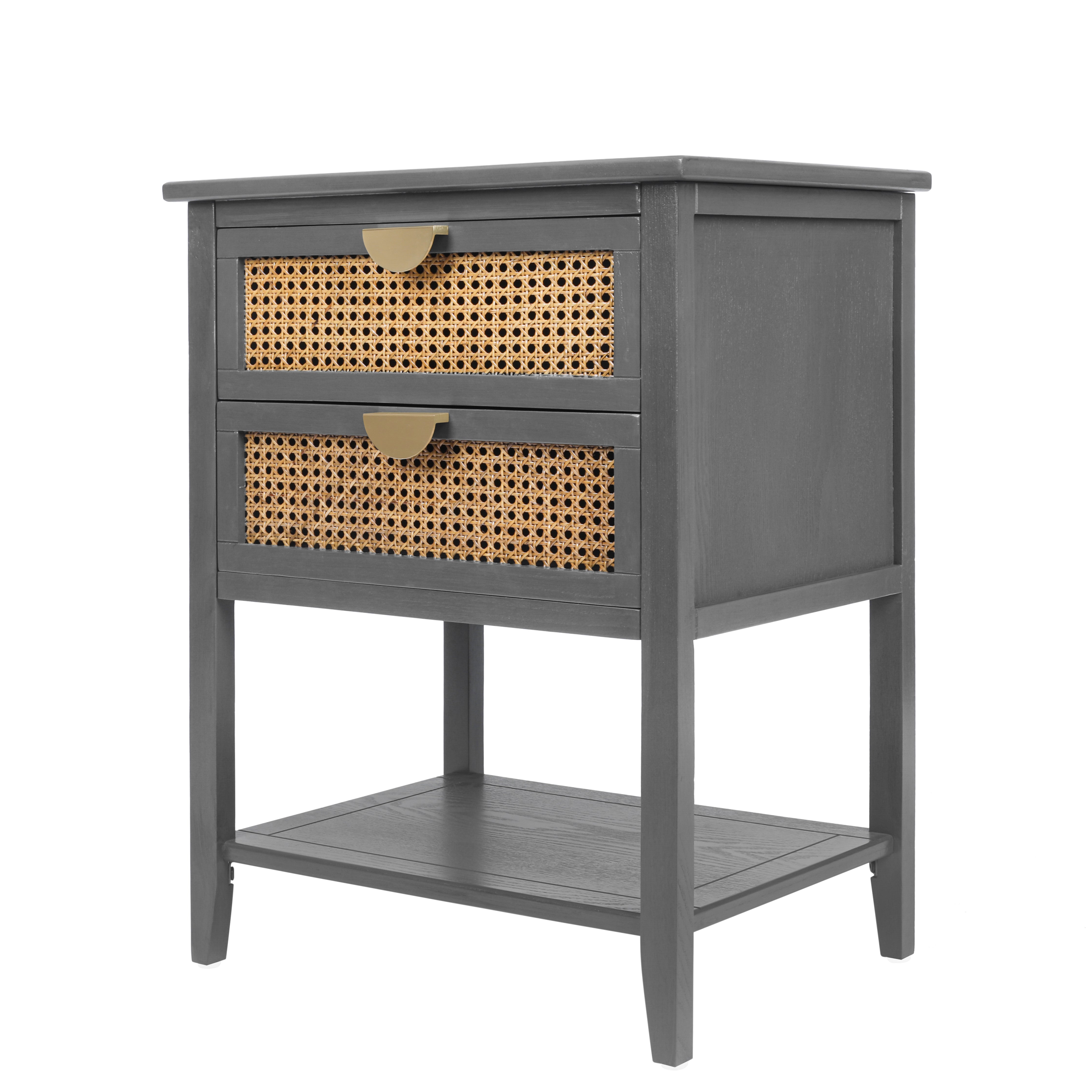 2-Drawer Side Table with Natural Rattan Drawers