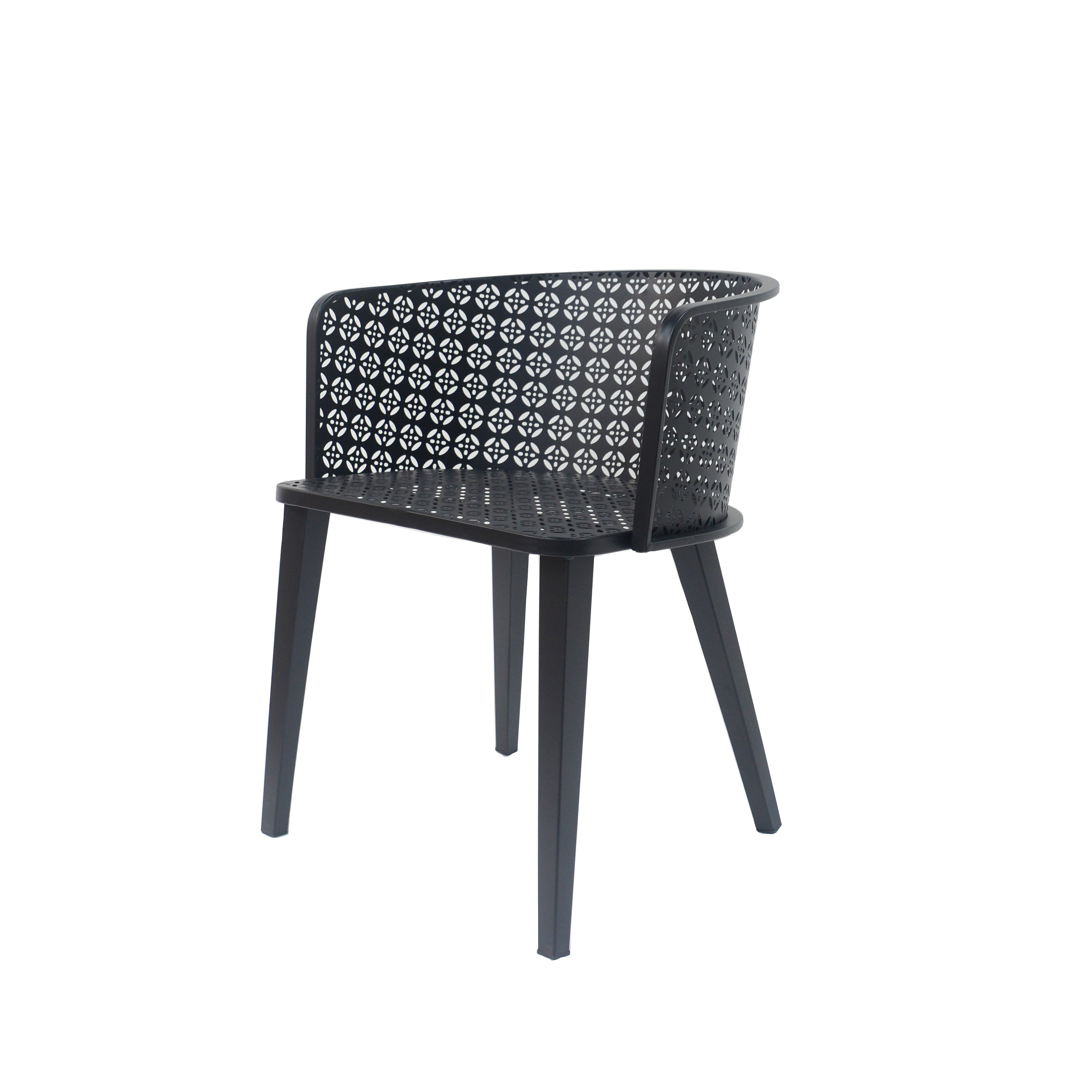 Rejoiced Outdoor Dining Chair with Geometric Lattice Design and Curved Back, Set of 2