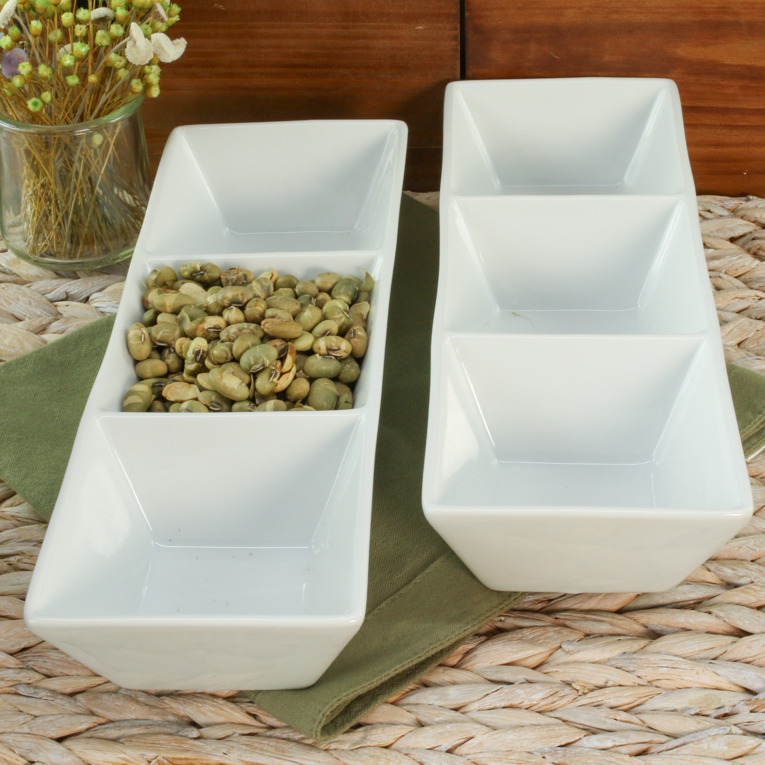 Three Compartment Square Server, Set of 2