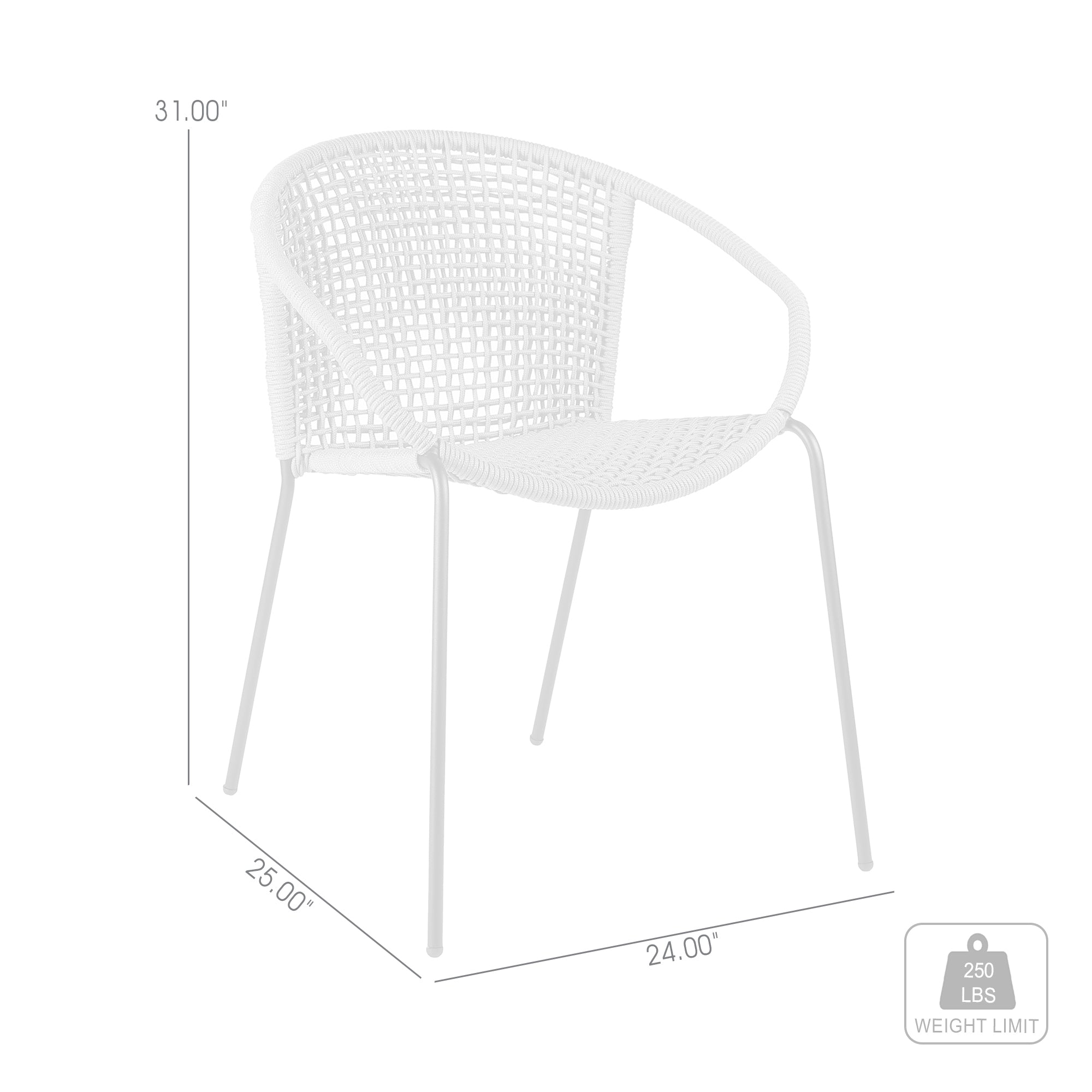 Quilla Indoor Outdoor Stackable Rope Dining Chairs, Set of 2