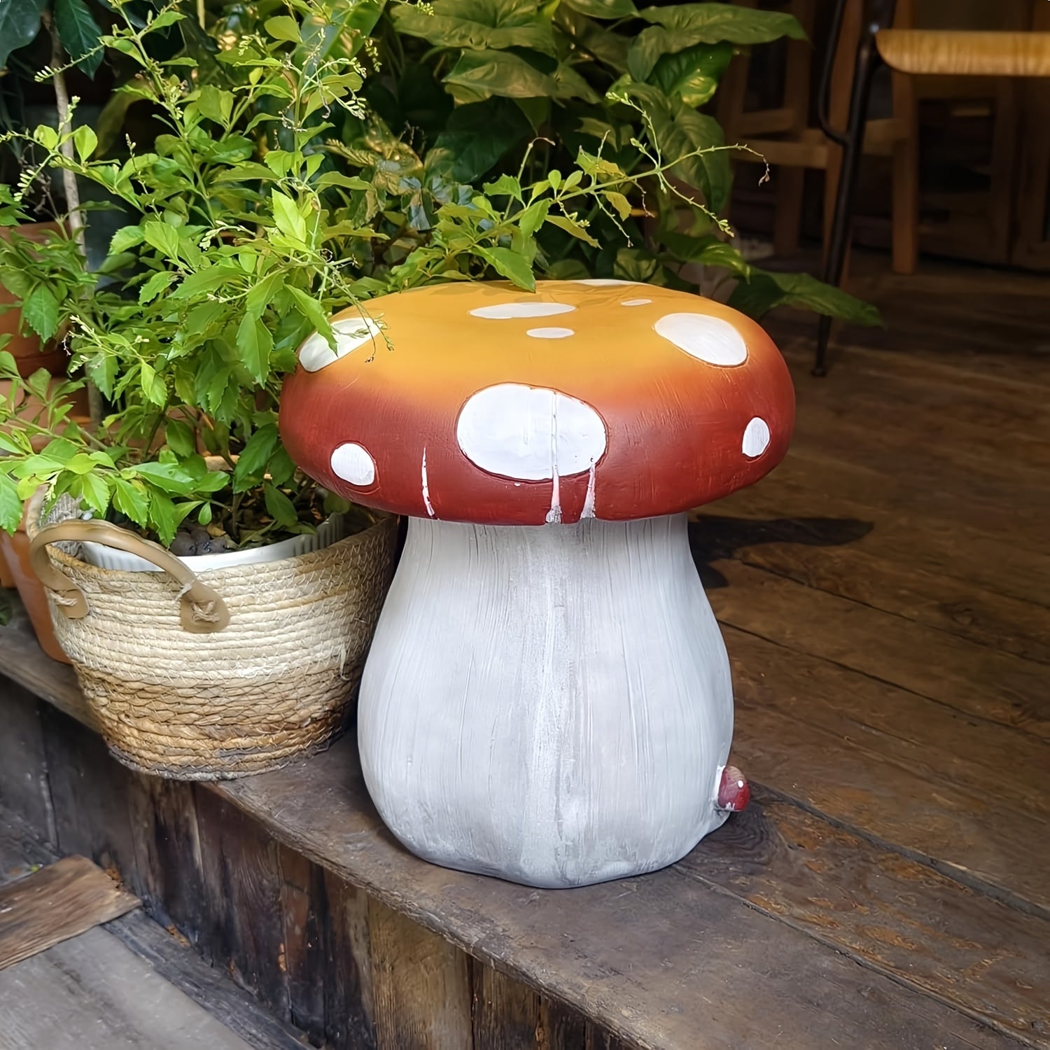 13.4" Forest Mushroom Garden Stool