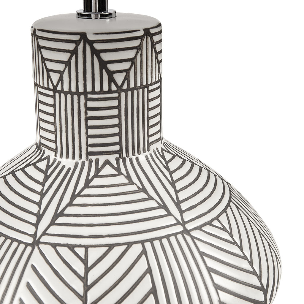 Ceramic Table Lamp with Geometric Stripe Pattern