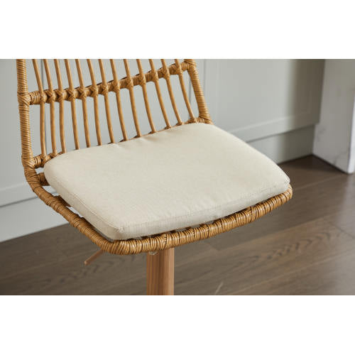 Swivel Bar Stool with Wicker Design and Footrest, Set of 2