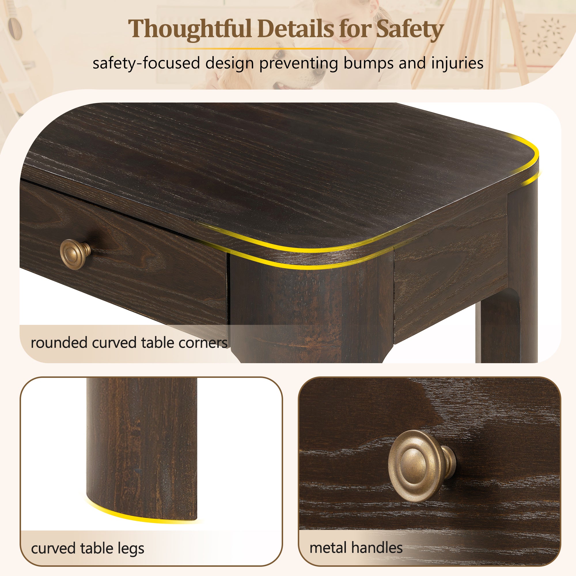 Rustic Console Table with Curved Corners