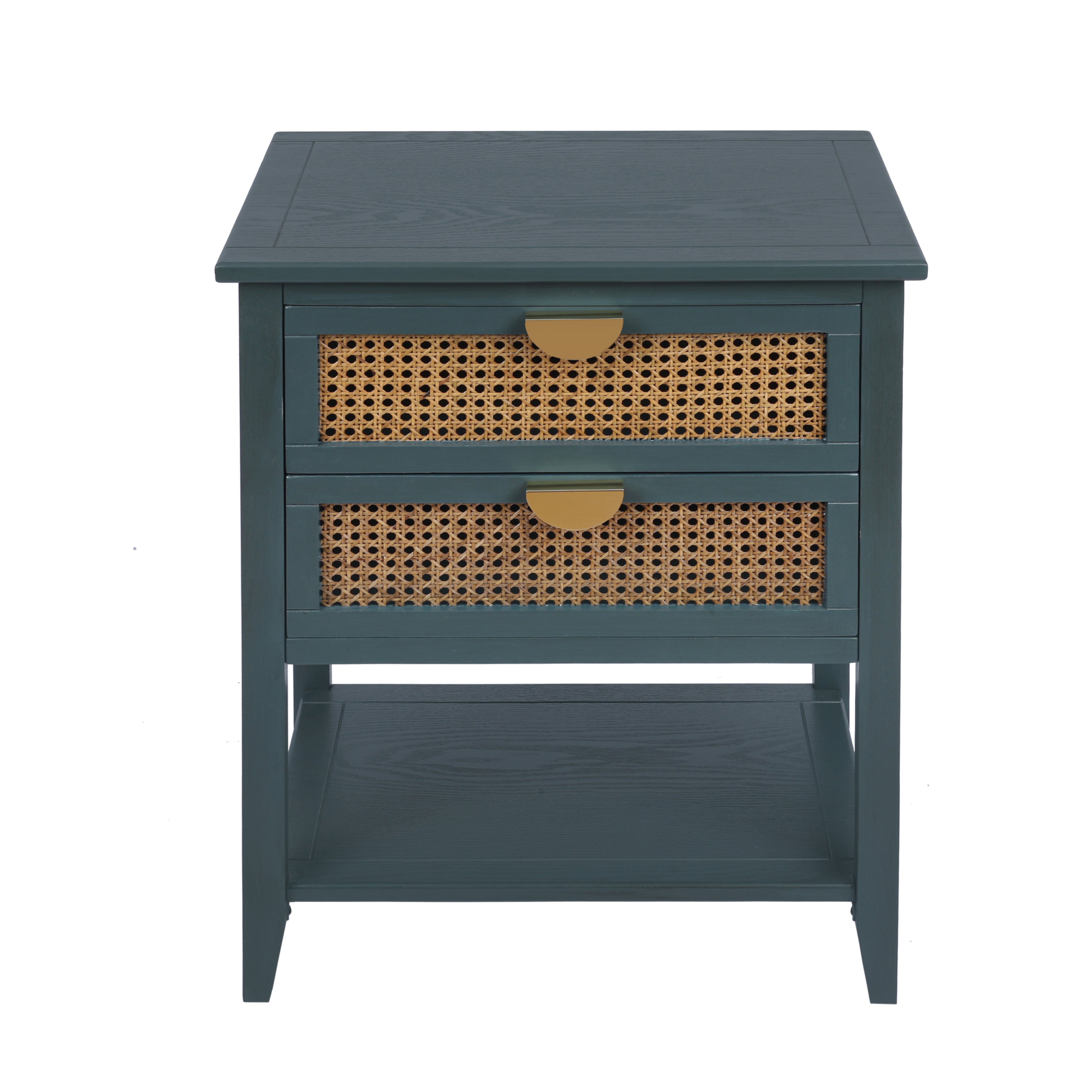 2-Drawer Side Table with Natural Rattan Drawers