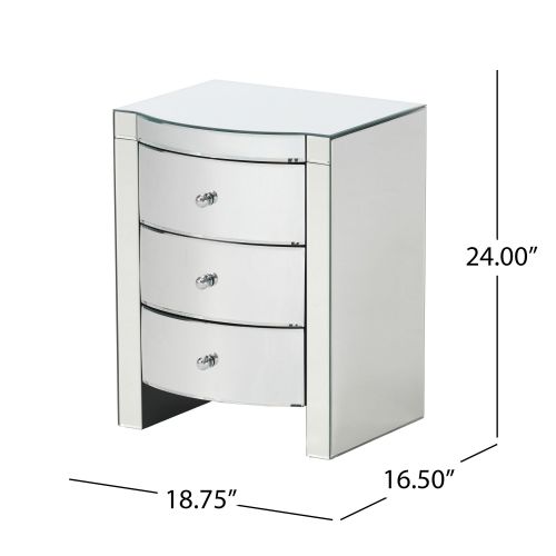 3-Drawer Side Table with H-Shape Base and Metal Handle