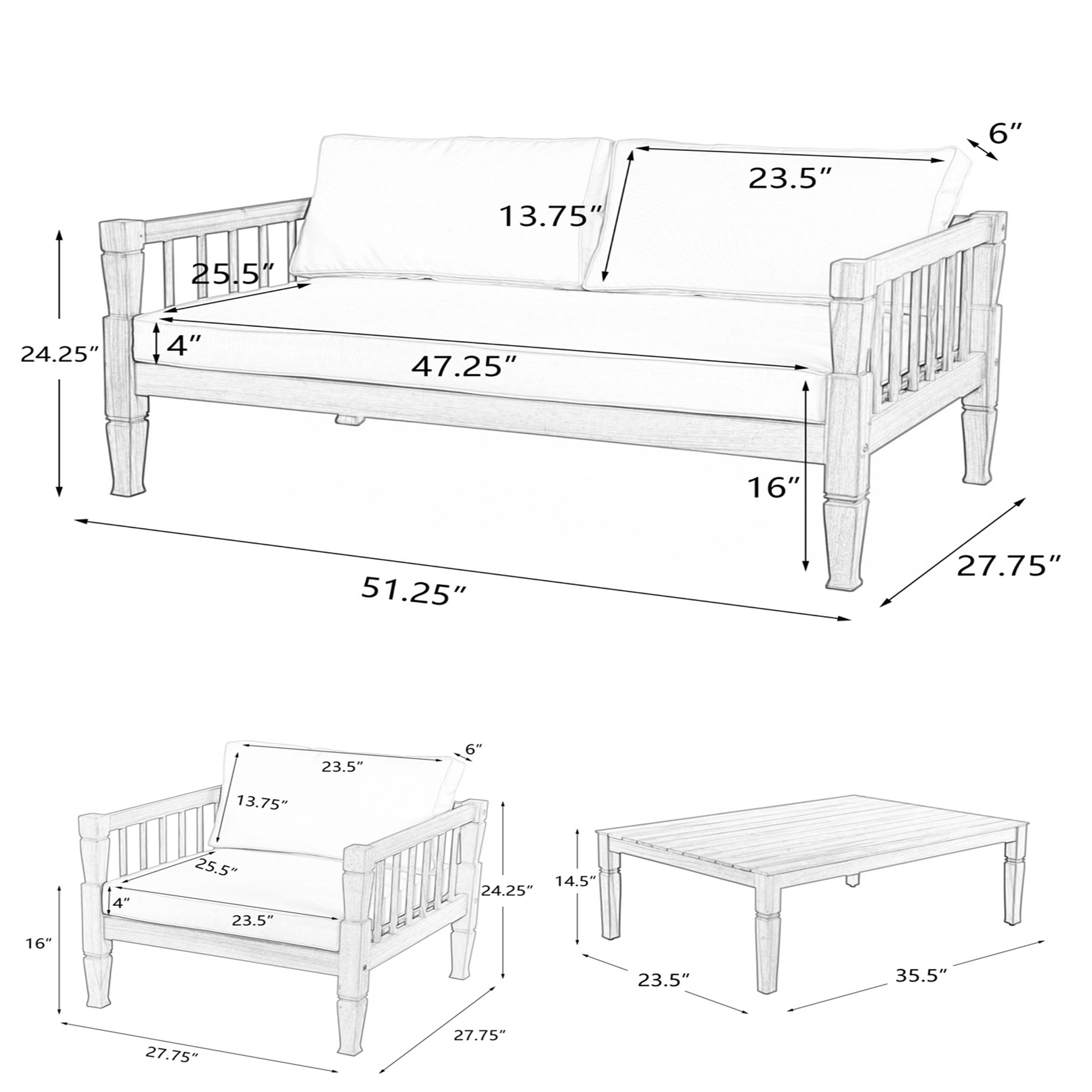 Banyan 4-Piece Patio Outdoor Furniture Set