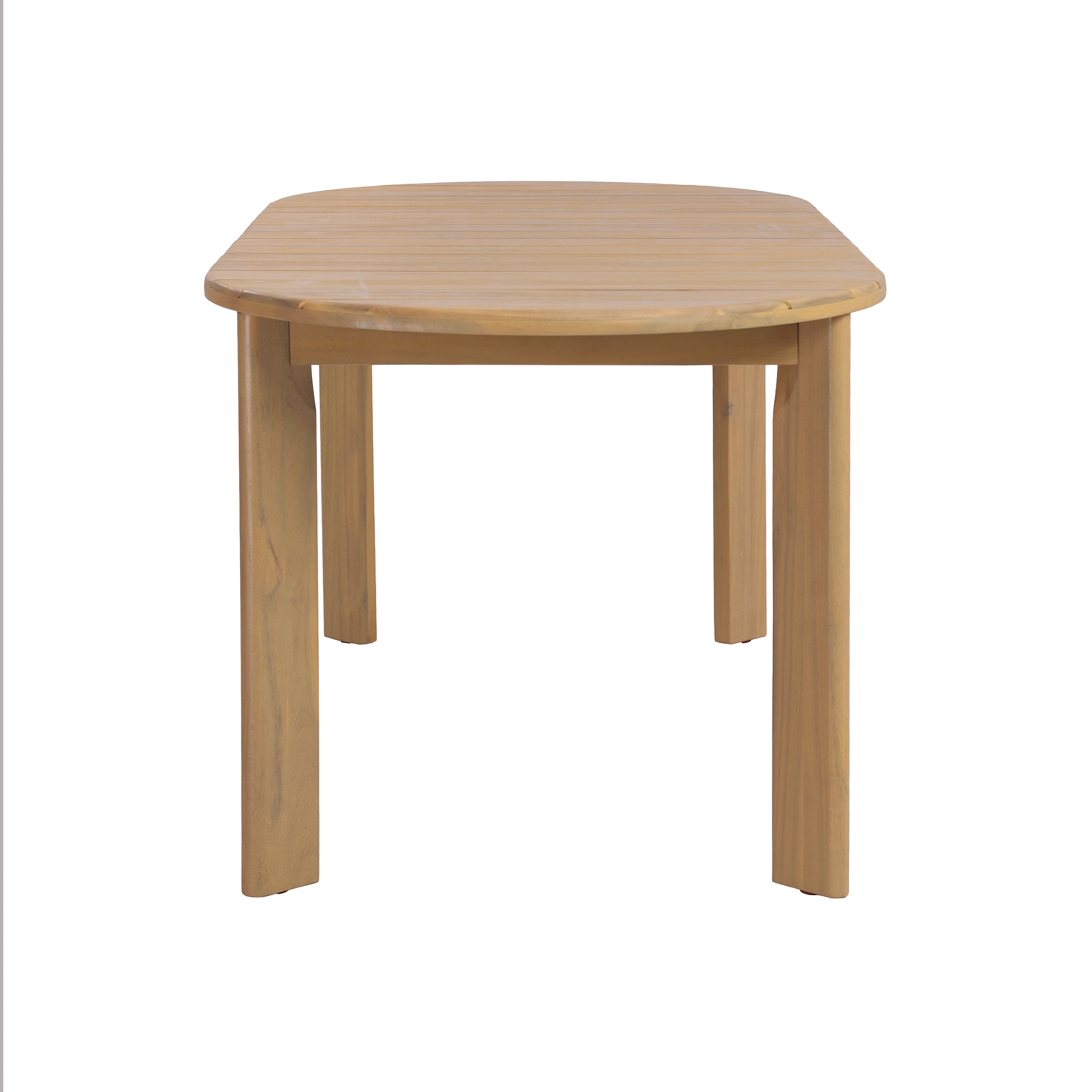 Woodside Oval Outdoor Dining Table with Light Teak Finish