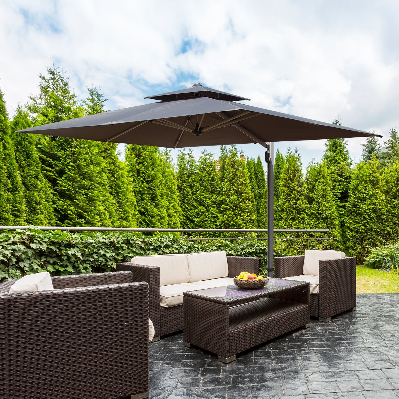 9'x 11' Rectangle Cantilever Umbrella with Center Pole, Base Not Included