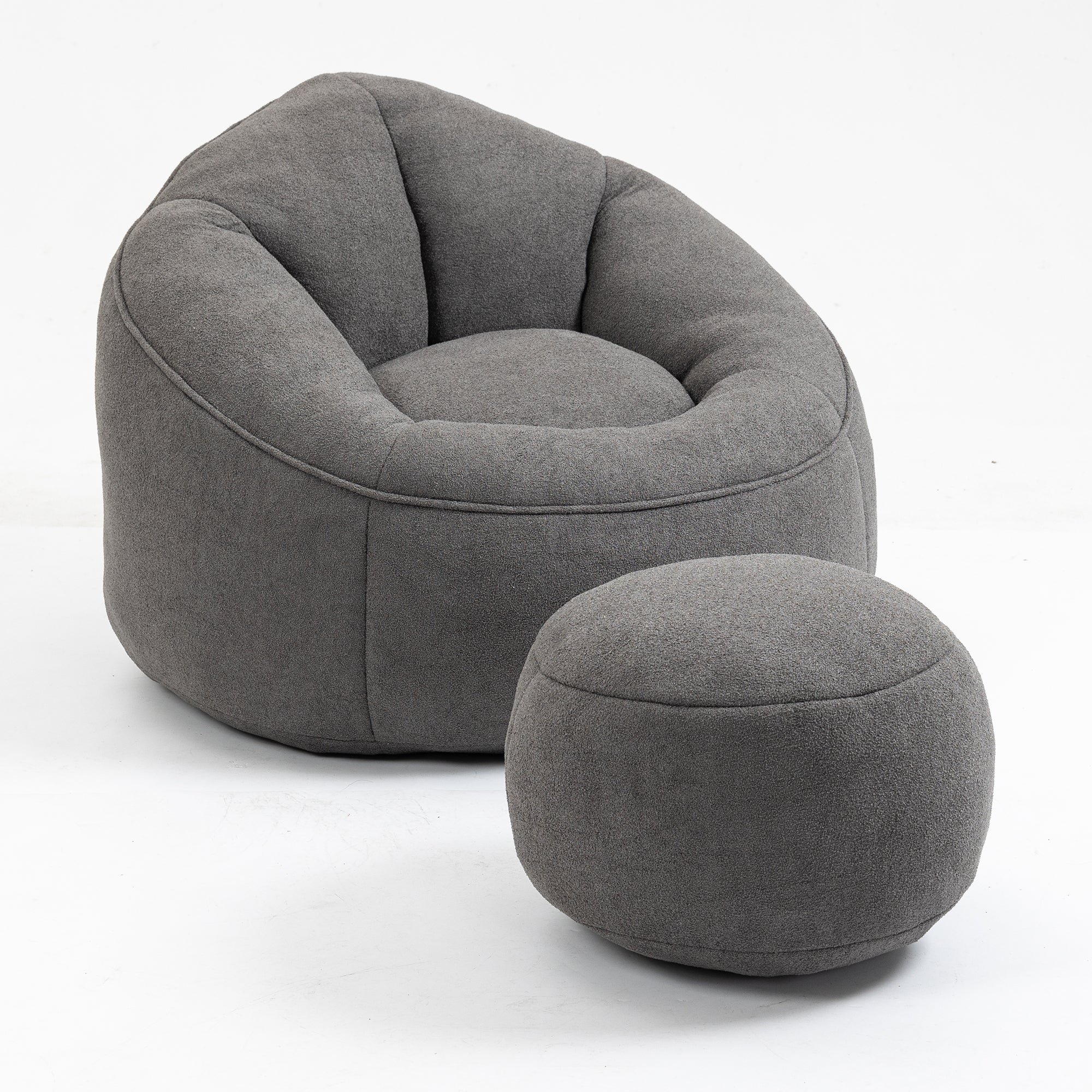 Bean Bag Sofa Chair with High-Pressure Foam and Footrest