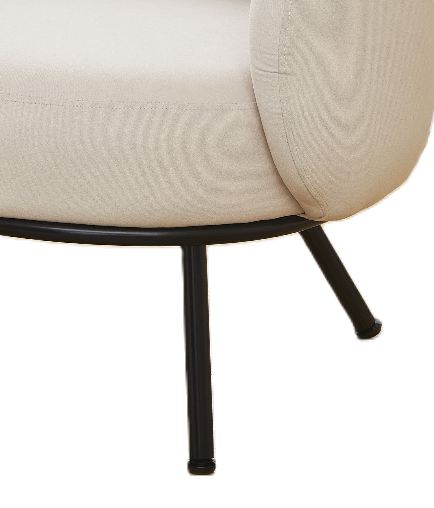 Mid-Century Modern Velvet Accent Chair, Upholstered Barrel Armchair with Metal Legs, Comfy Single Sofa Chair for Living Room Bedroom