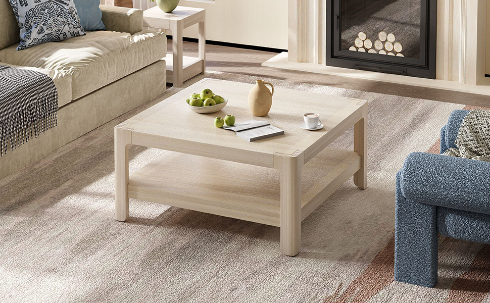 Modern Farmhouse Coffee Table with Soft Rounded Profile
