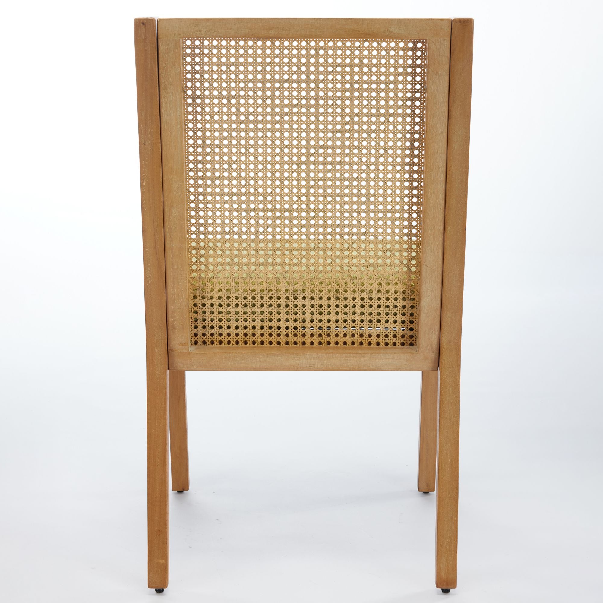 Linen Upholstered Rattan Dining Chair with Decorative Armrests