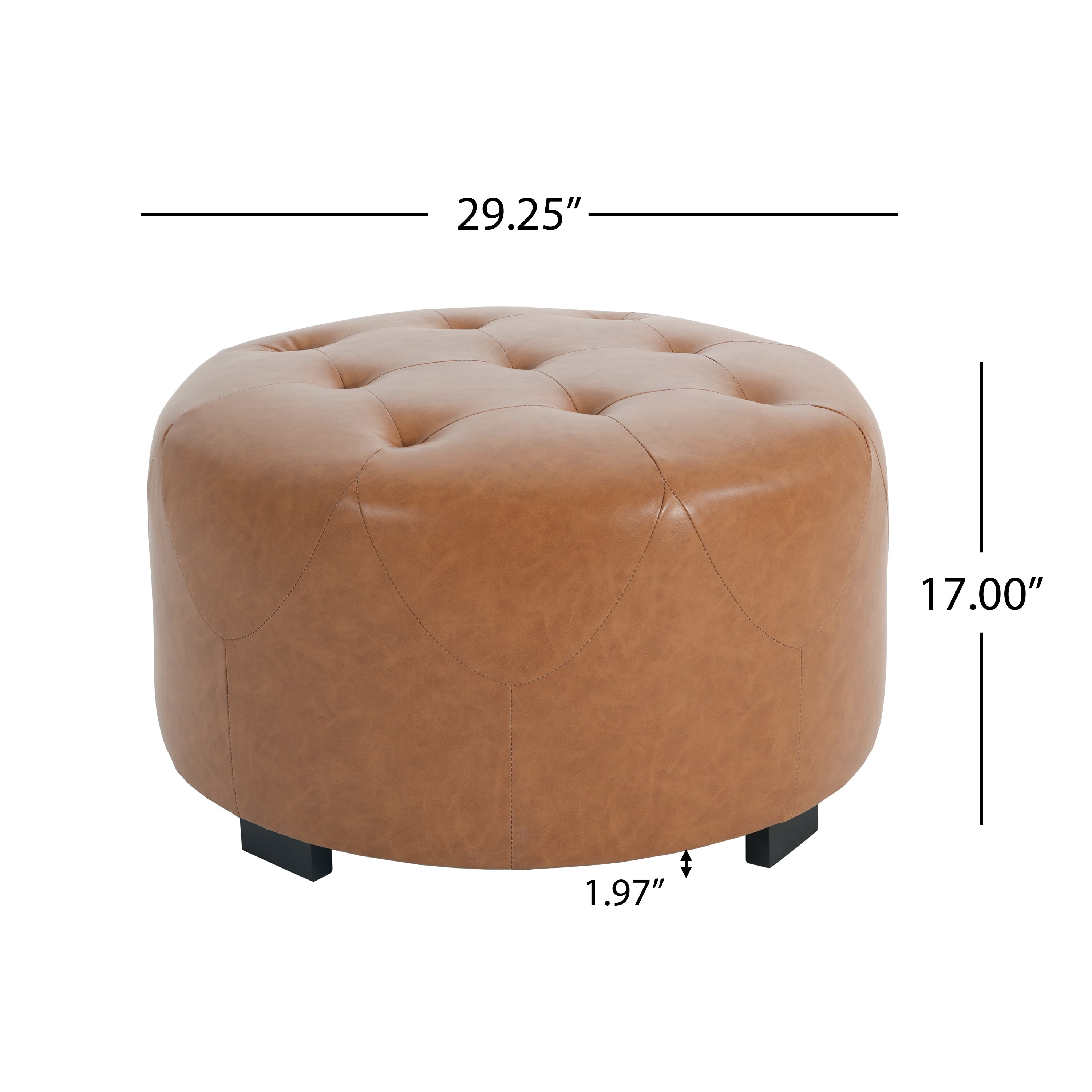 Upholstered Button Tufted Round Ottoman