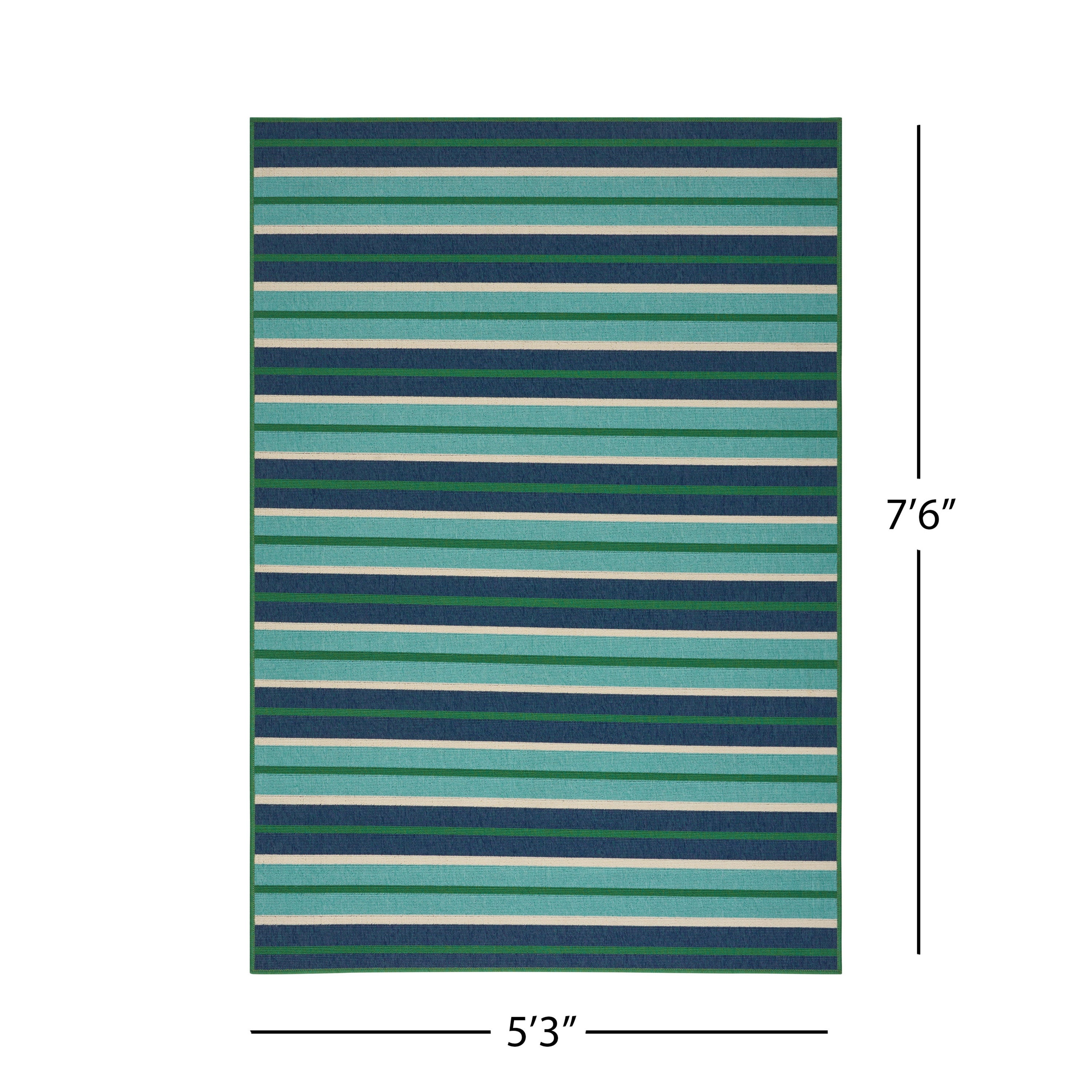 90"x63" Outdoor Rectangular Rug with Striped Regency Design