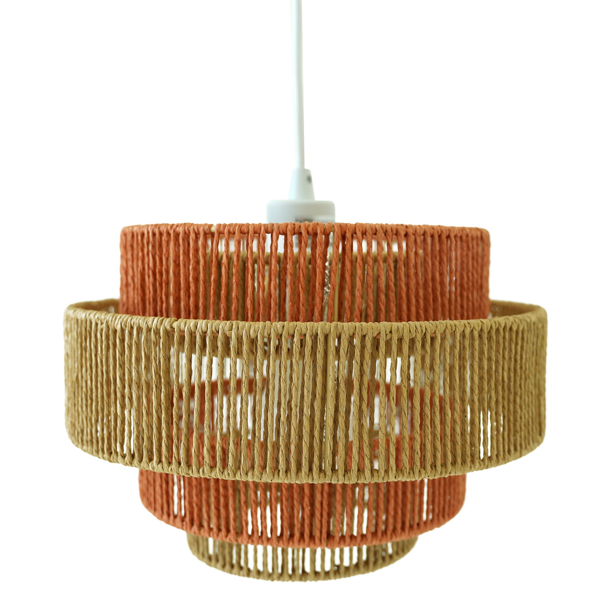 Dorset Pendant Lamp in White and Natural/Terracotta