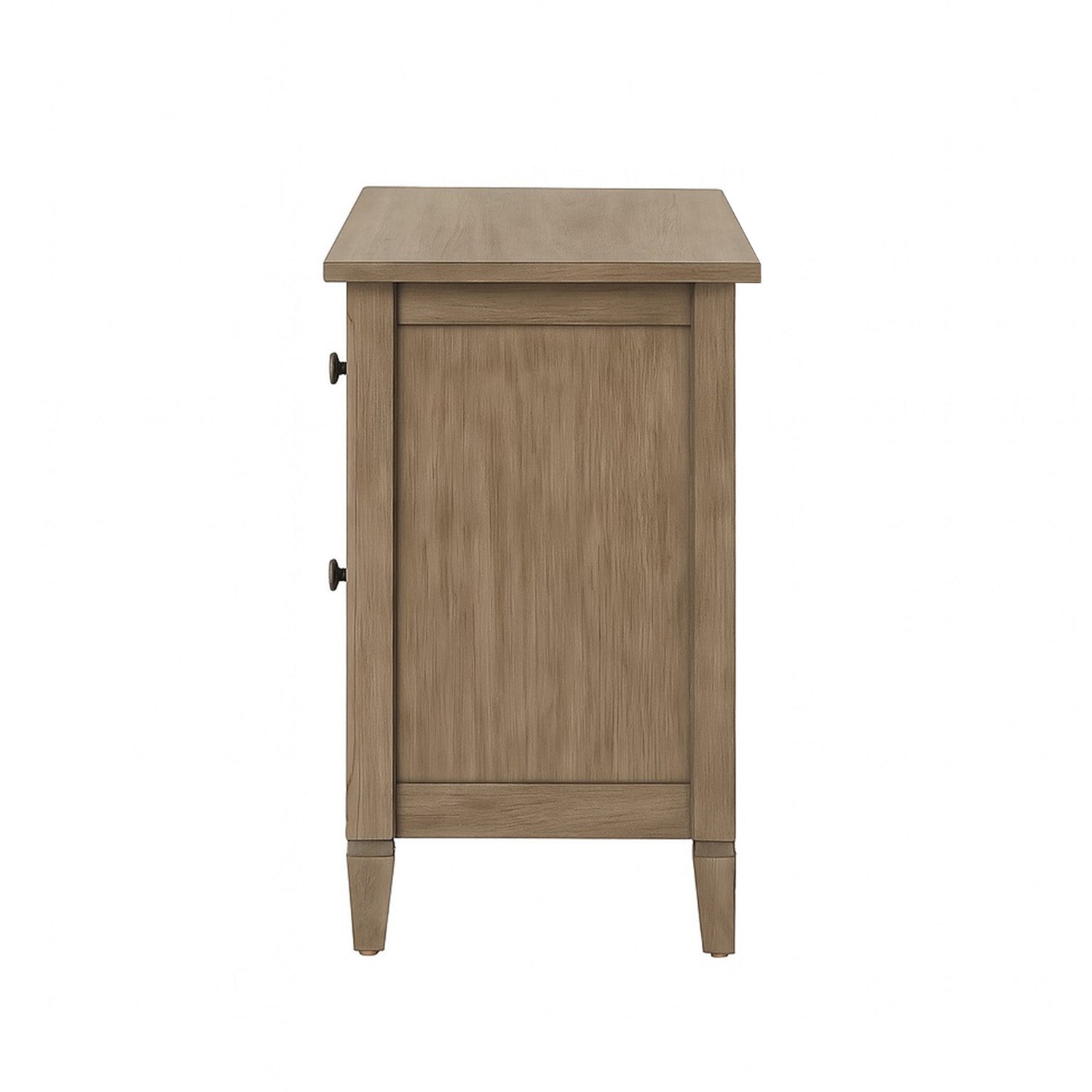 2-Drawer Nightstand with Round Bronze Pull Knobs