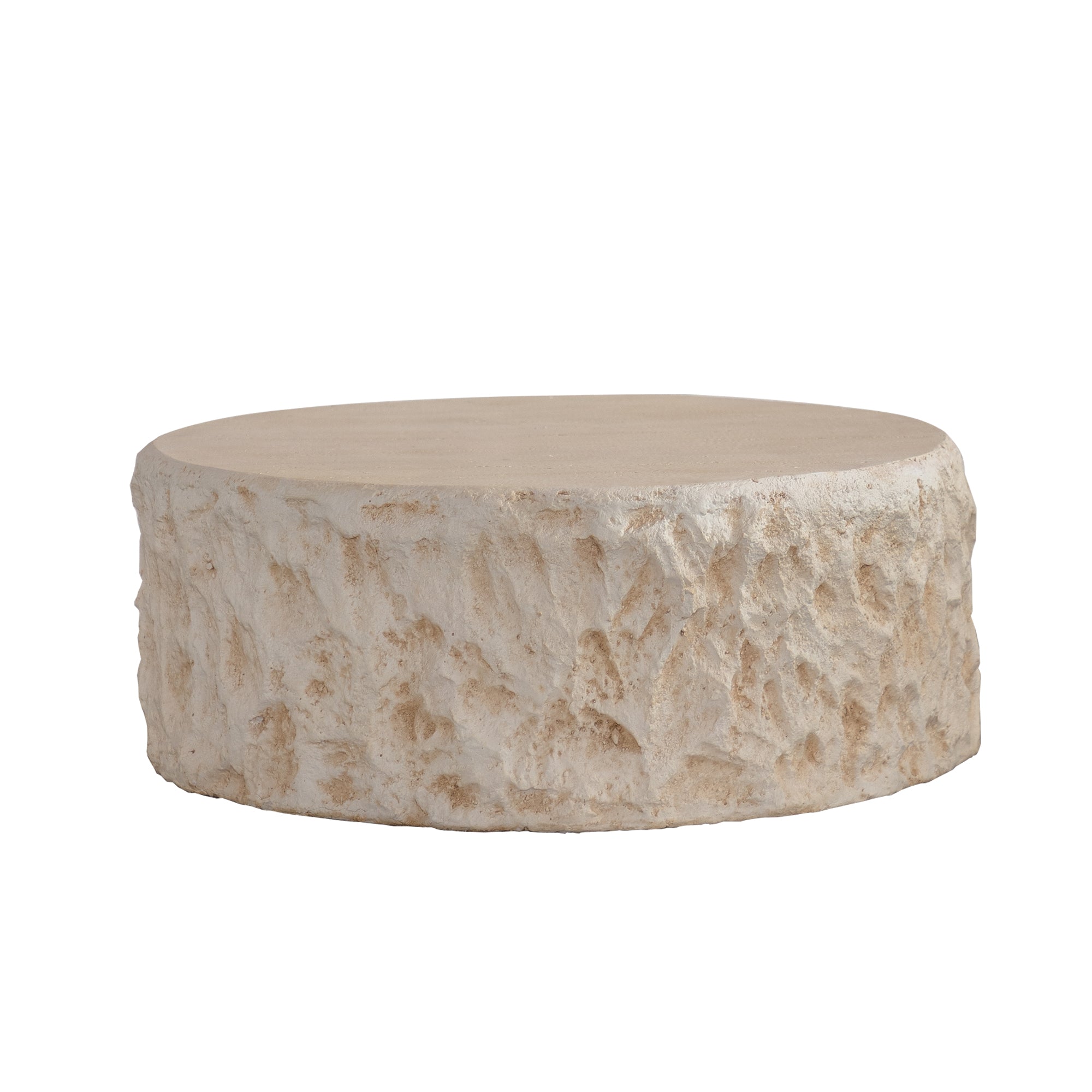 Mid-Century Round Faux Stone Coffee Table