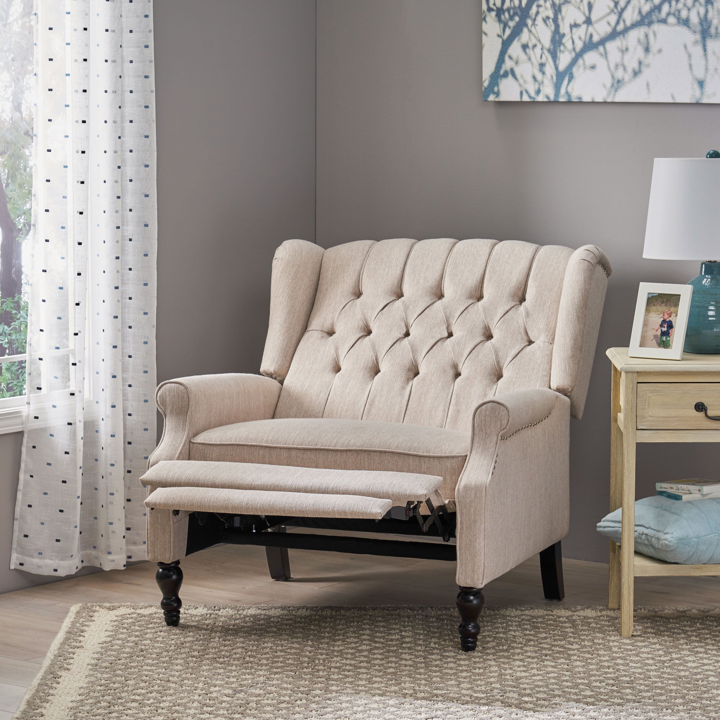 Oversized Wingback Tufted Recliner Accent Chair