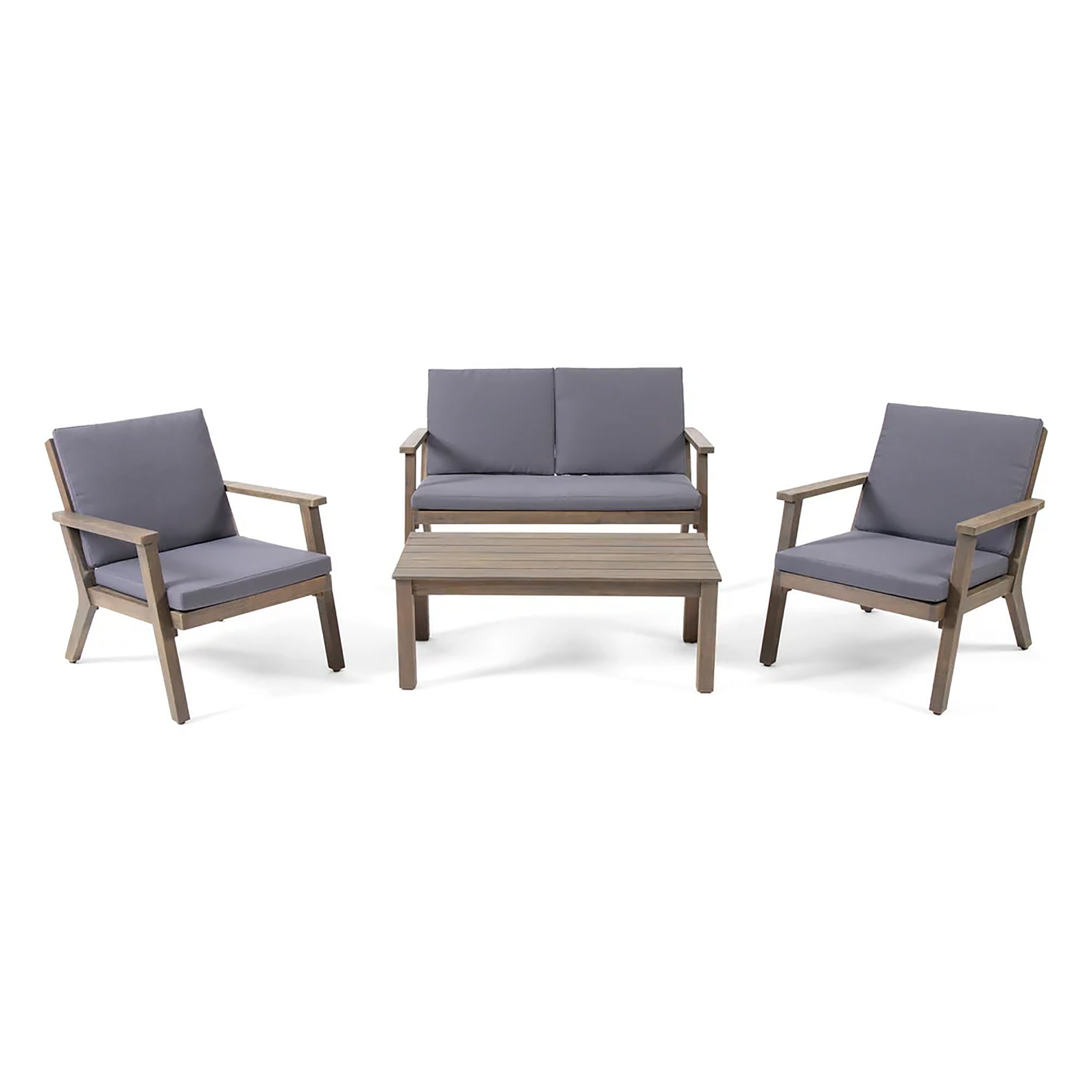 Brixton Outdoor Acacia Wood 4 Seater Chat Set with Cushions